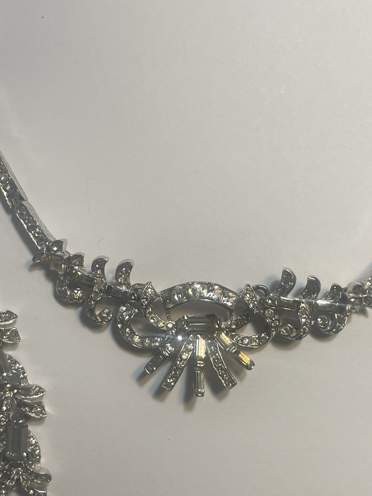 Antique 1920’s Art Deco Necklace And Bracelet Set Rhinestone Bridal Hollywood