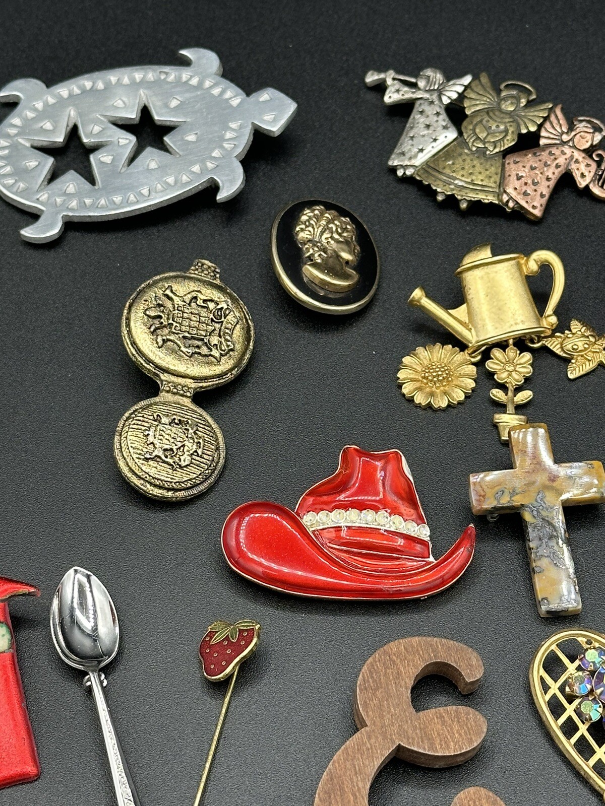 Vintage Lot of 27 Pins – Gold Tones & Silver Tones – Other- All Wearable