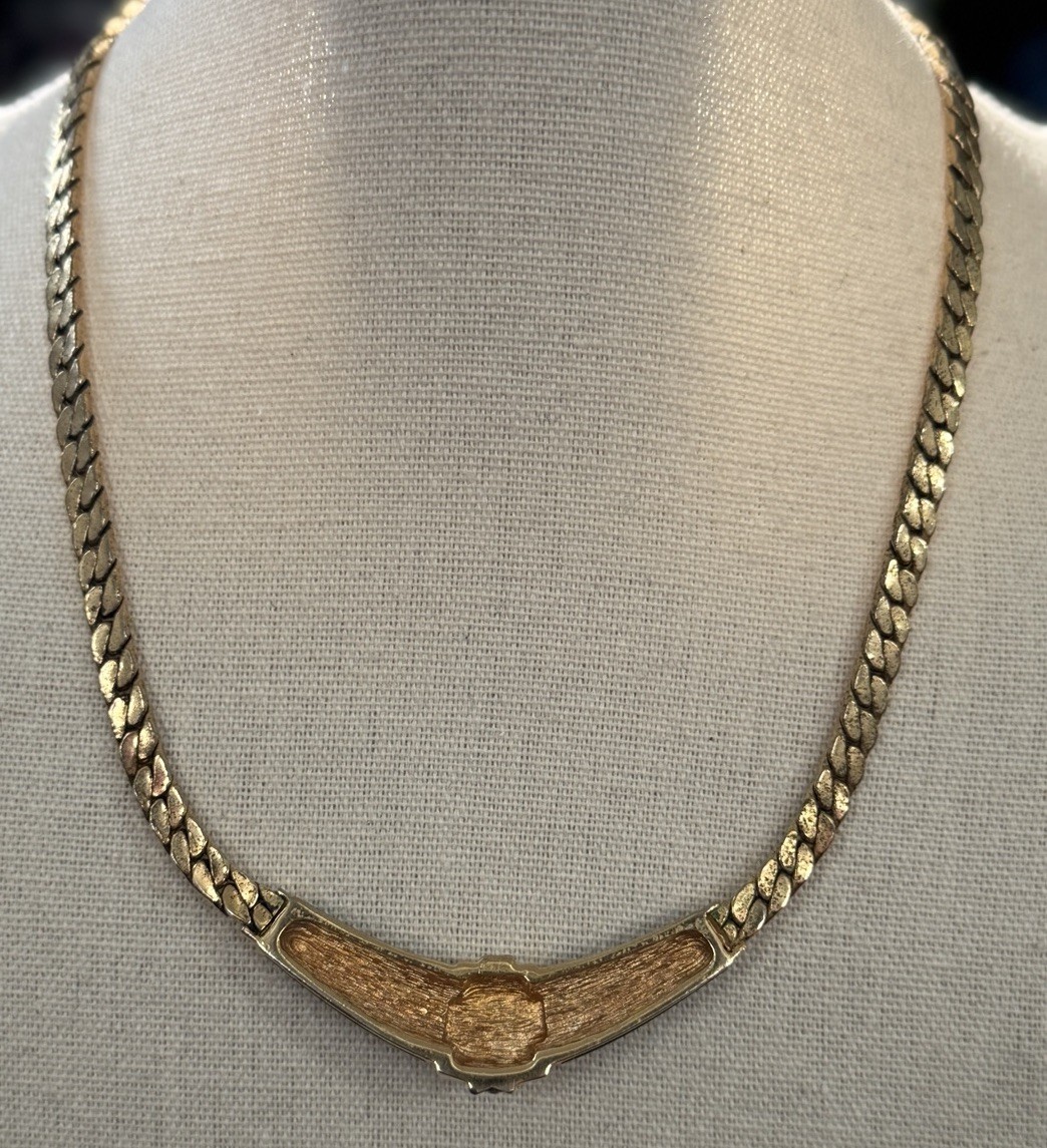 CHRISTIAN DIOR Black Enamel Sparkling Ice Rhinestone Vintage Necklace