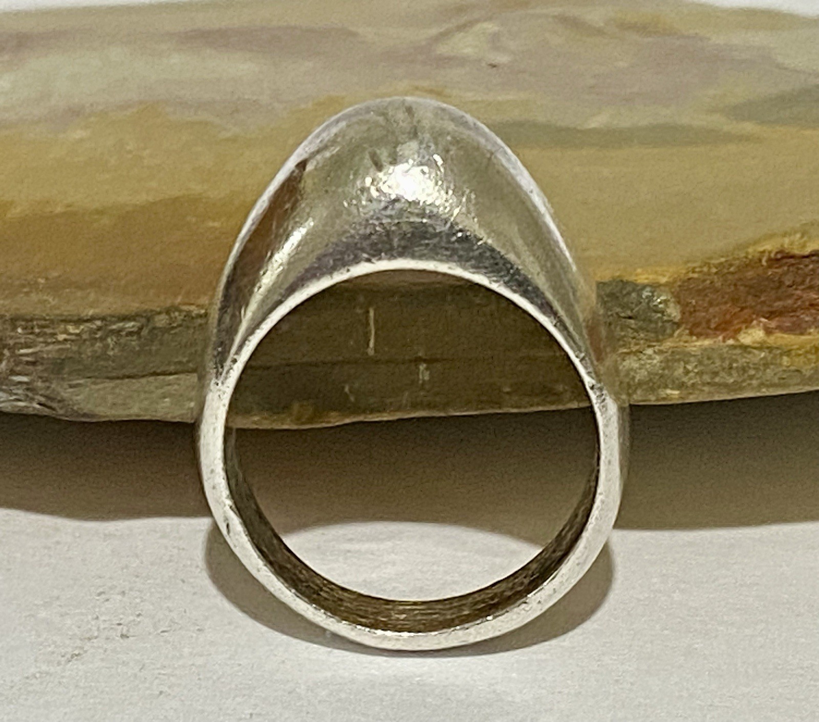 Vintage Sterling Silver Heavy 12.4gr Curved Smooth Dome Ring Size 6.5