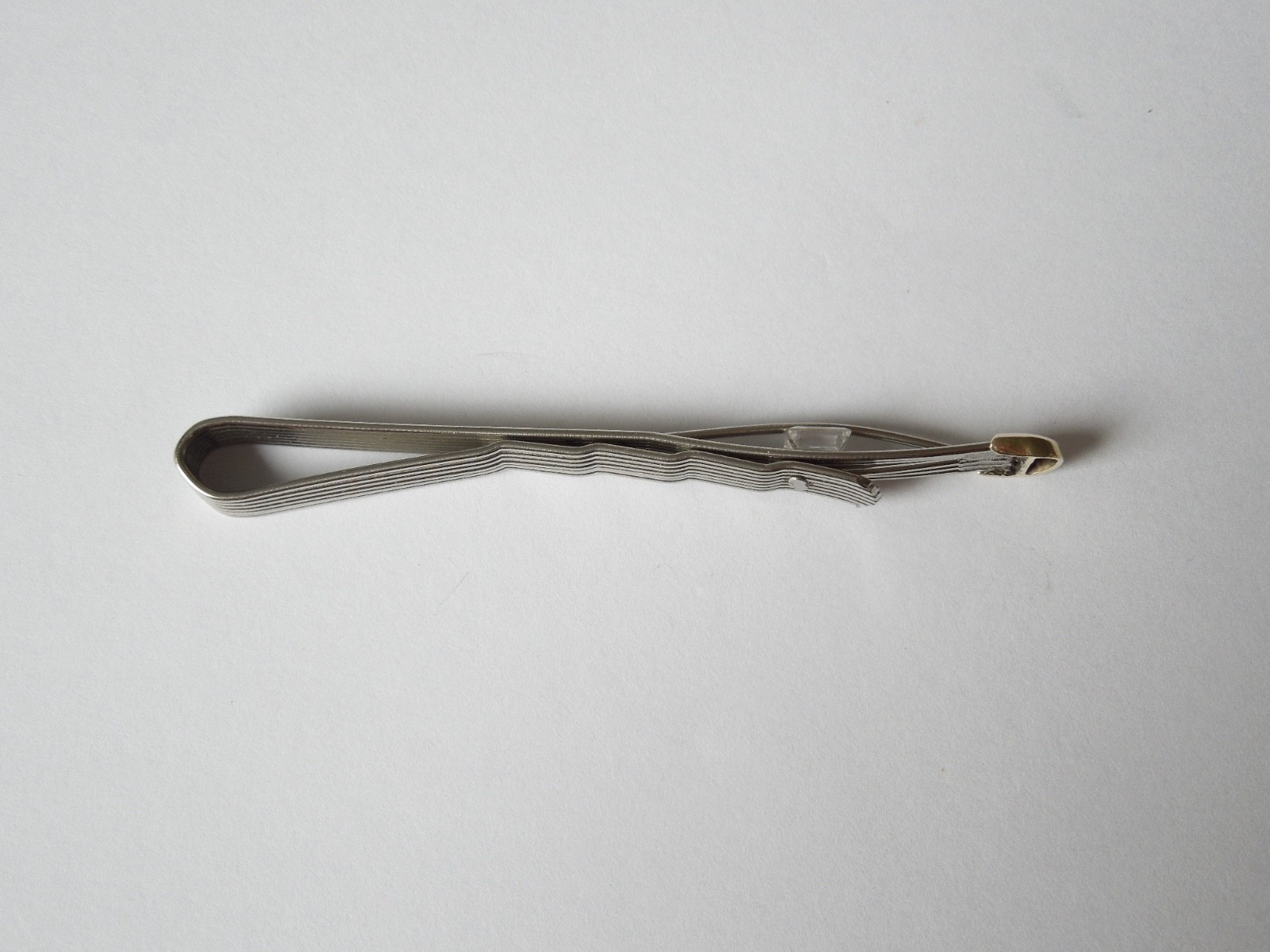 Tie Clip Stainless Steel & 585 Gold Vintage 5.1 g/7.2 x 0.7 cm