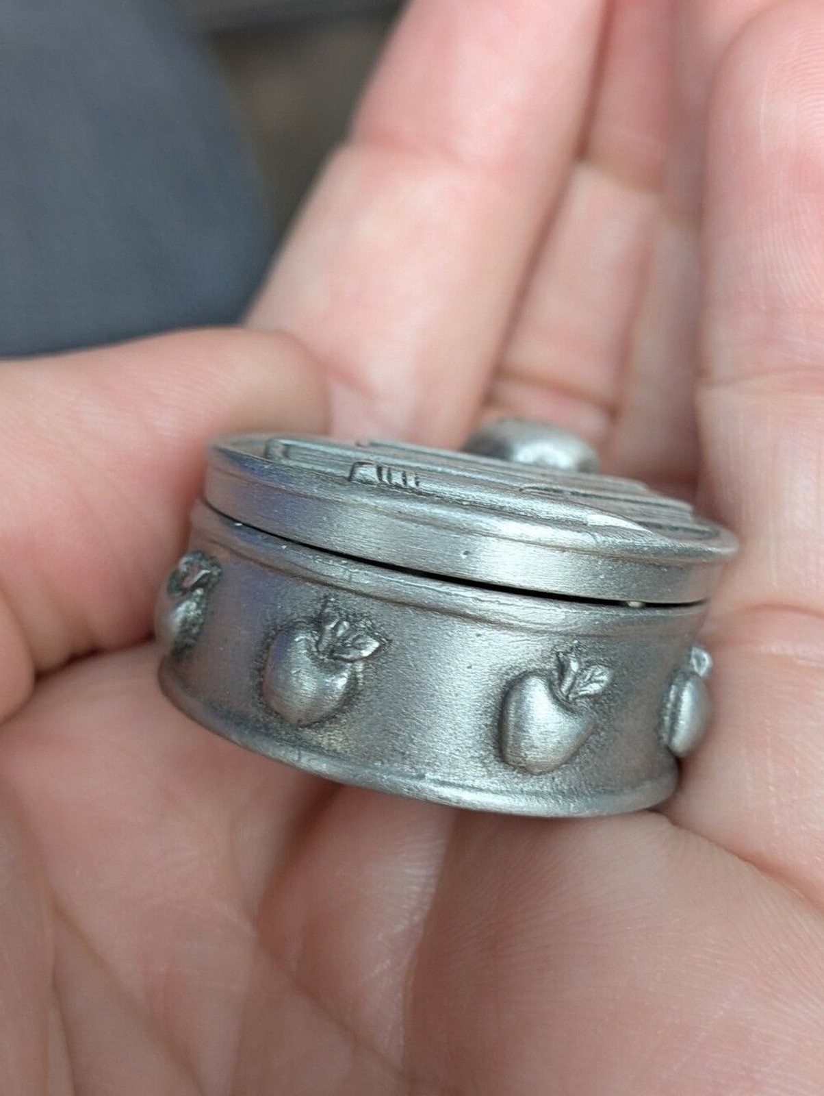 VTG Ms Dee Pewter School Days Trinket Box & Brooch Pin Set Teacher Collectible