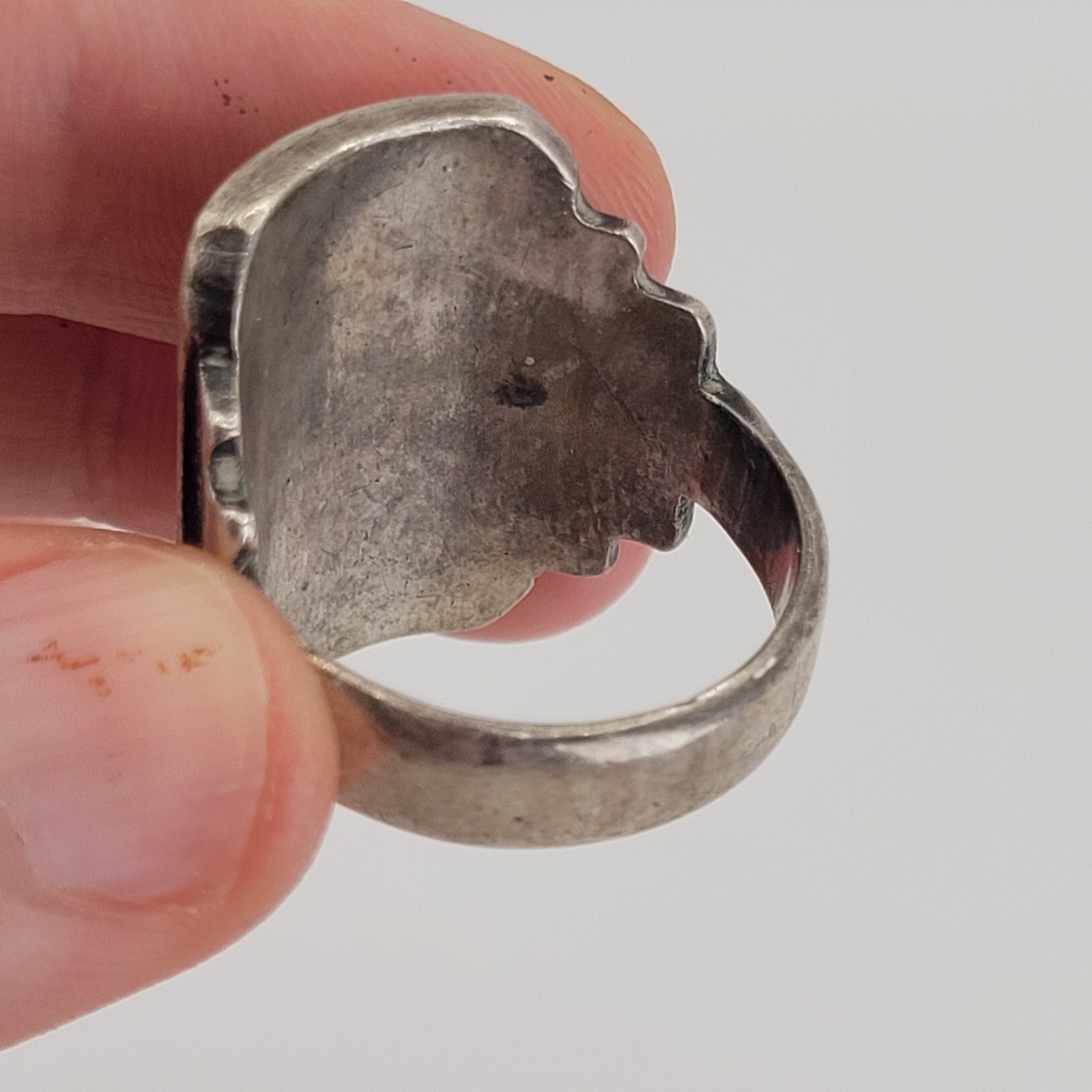 Vintage Large Monogram Letter O D 925 Sterling Silver Signet Ring Size 7.75