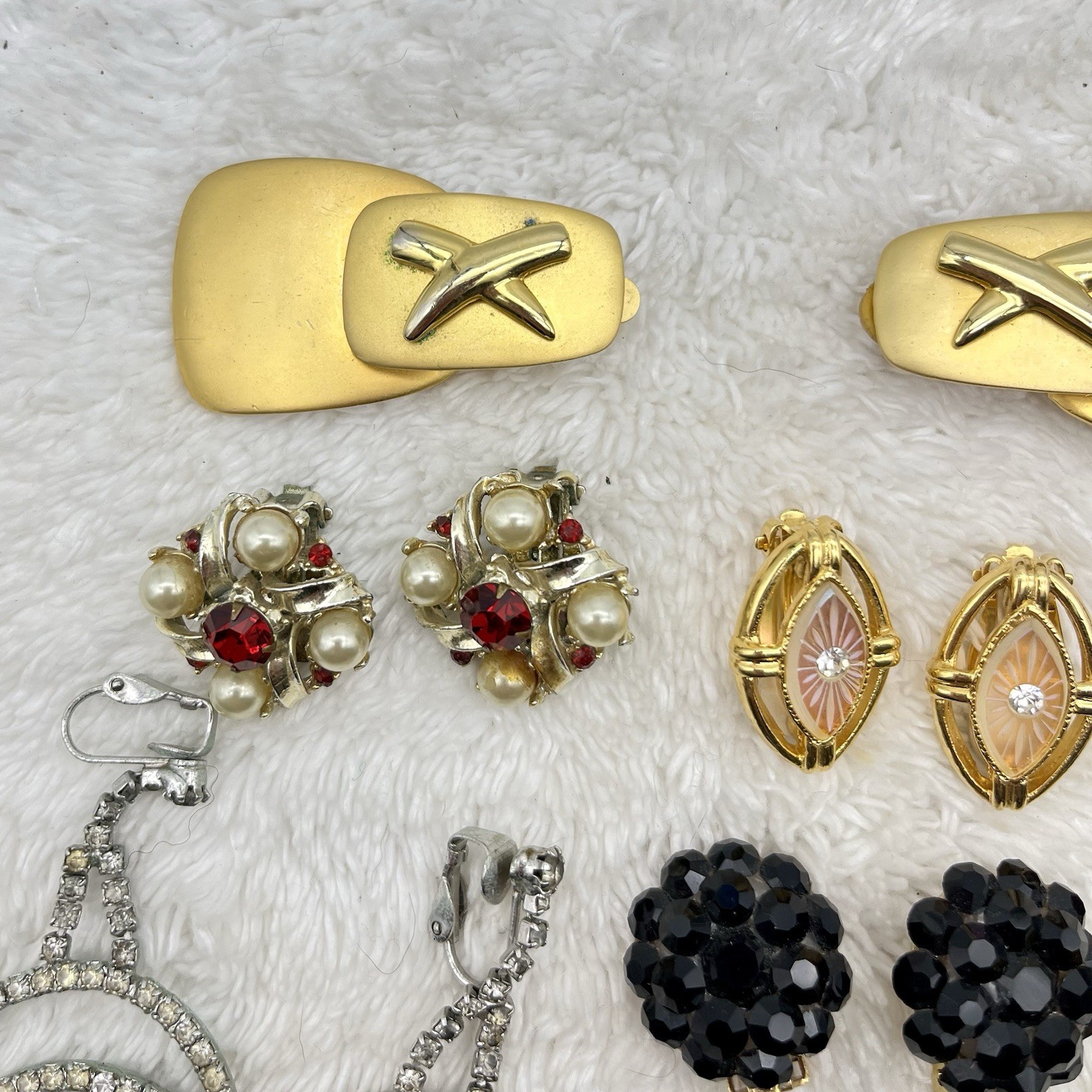 Vintage Earring Lot of 7 Pair Fancy Clip Ons Formal Statement Mixed Styles