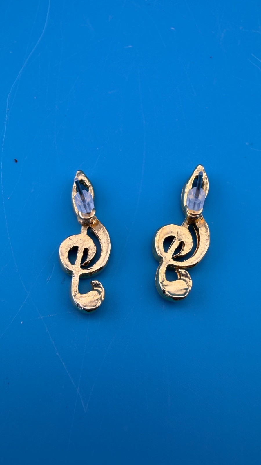 Swarovski Swan Signed Brooch/Pendant Treble Clef 925 Chain Earrings Music Set