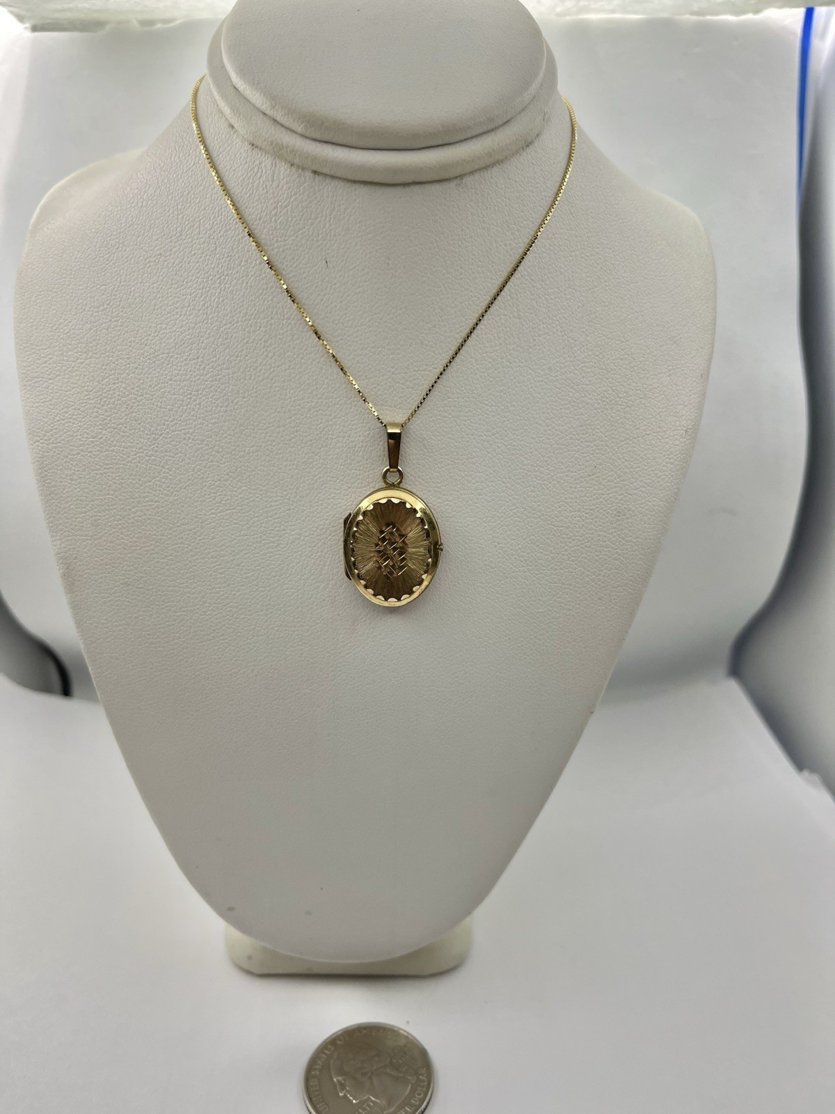 Vintage Rolled Gold Diamond Cut Design Double Oval Locket by Andreas Daub 18”