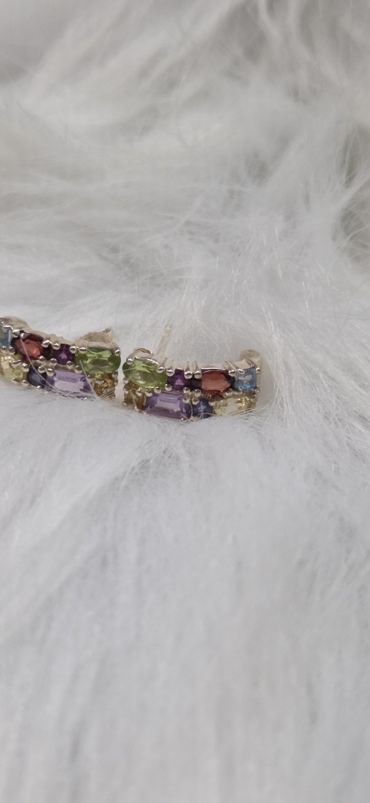 Vintage Silver Multi Stone Earrings