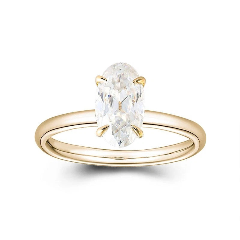 Party Wear Oval Shape 1.20CT White Moissanite With 10K Yellow Gold FN Women Ring