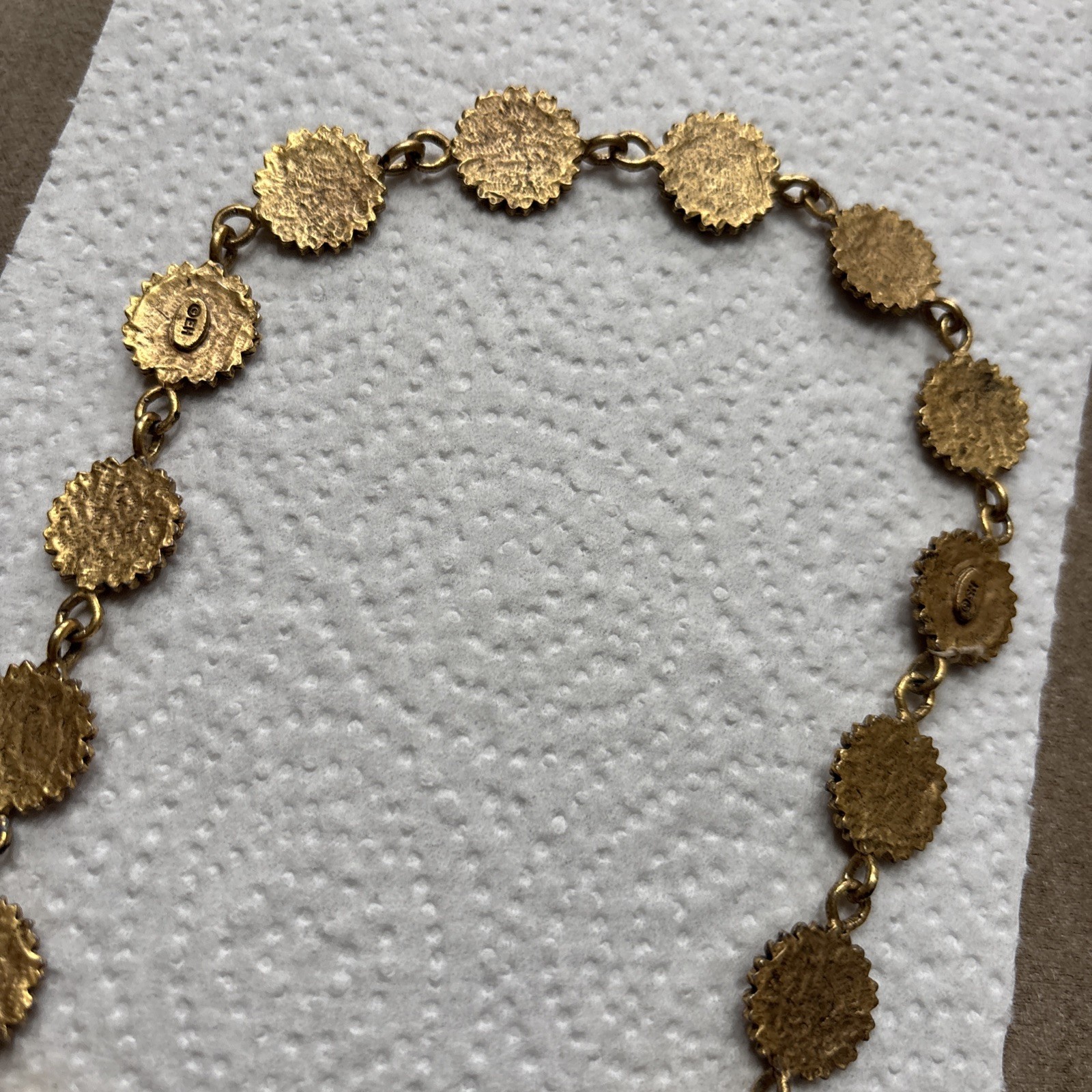 Vintage Eivind Hillestad Gold Tone Flower Necklace Signed EH VG