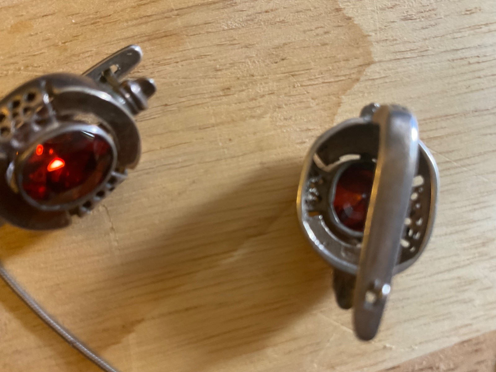 Antique 1950s russian silver & garnet set (neckless & earings)