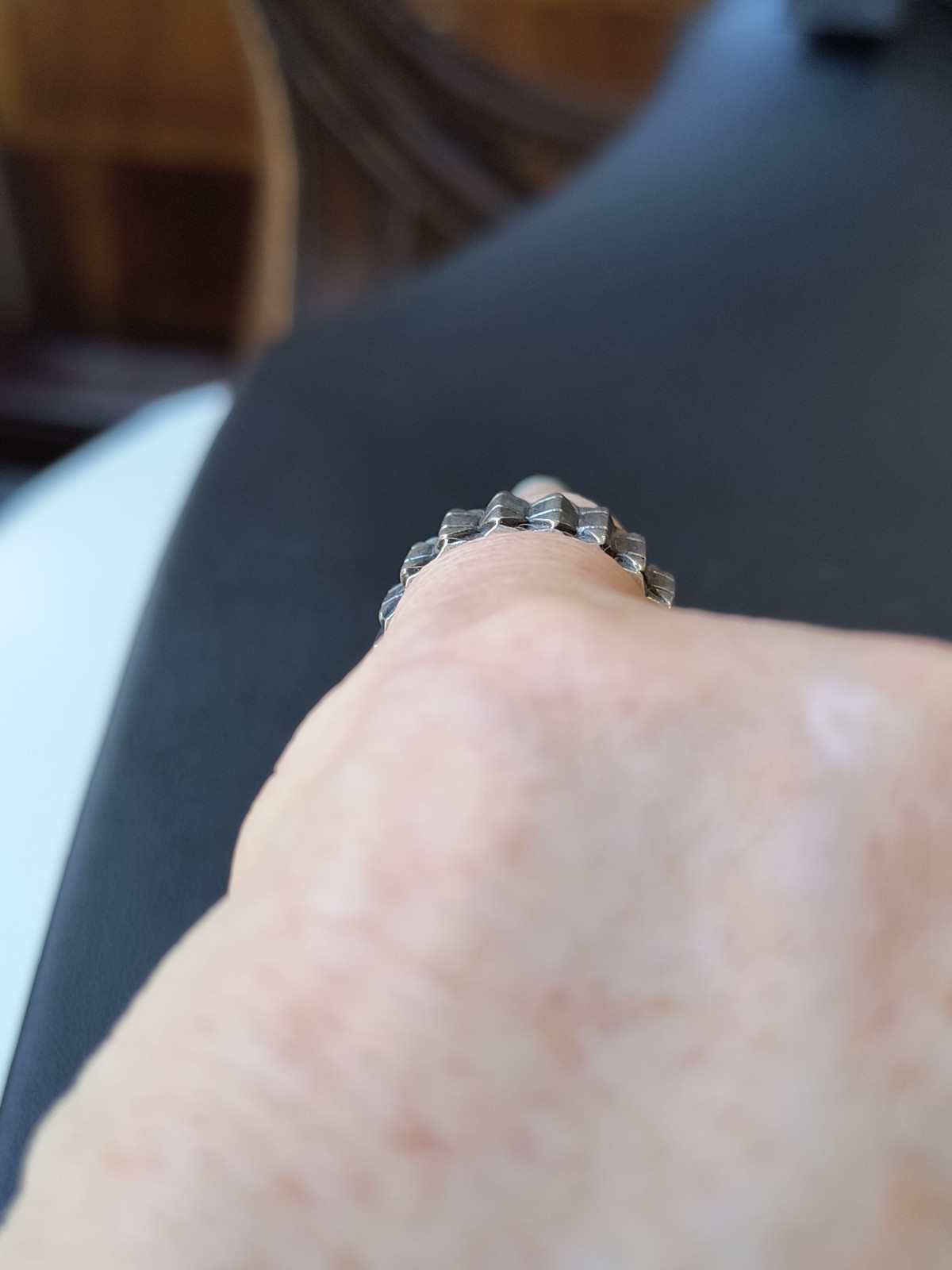 VTG Handmade Sterling Silver 925 Geometric 3D Ring Unbranded Sz 7.75