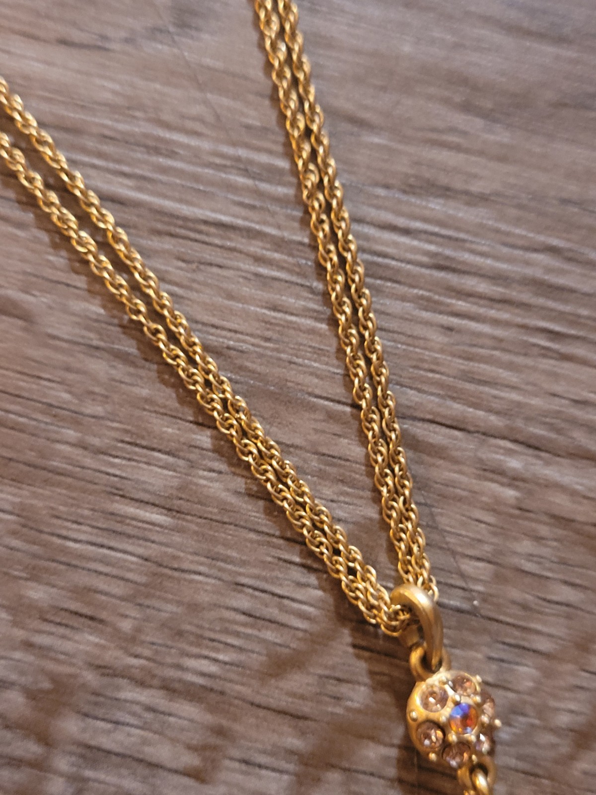 Signed 2028 Gold Tone Crystal Pendant Circles Drop Necklace 20 Inch Chain