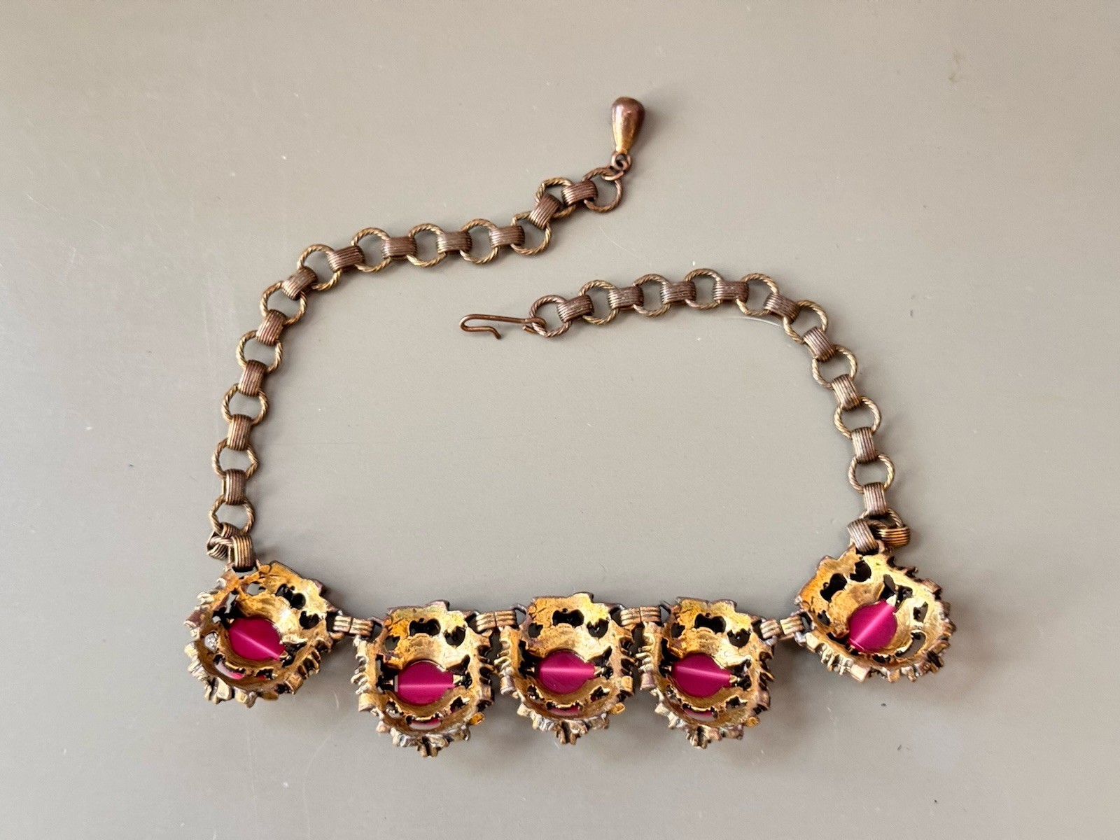 Vintage SELRO SELINI Baroque Necklace, Bracelet & Earring Set, Pink Moon Glow