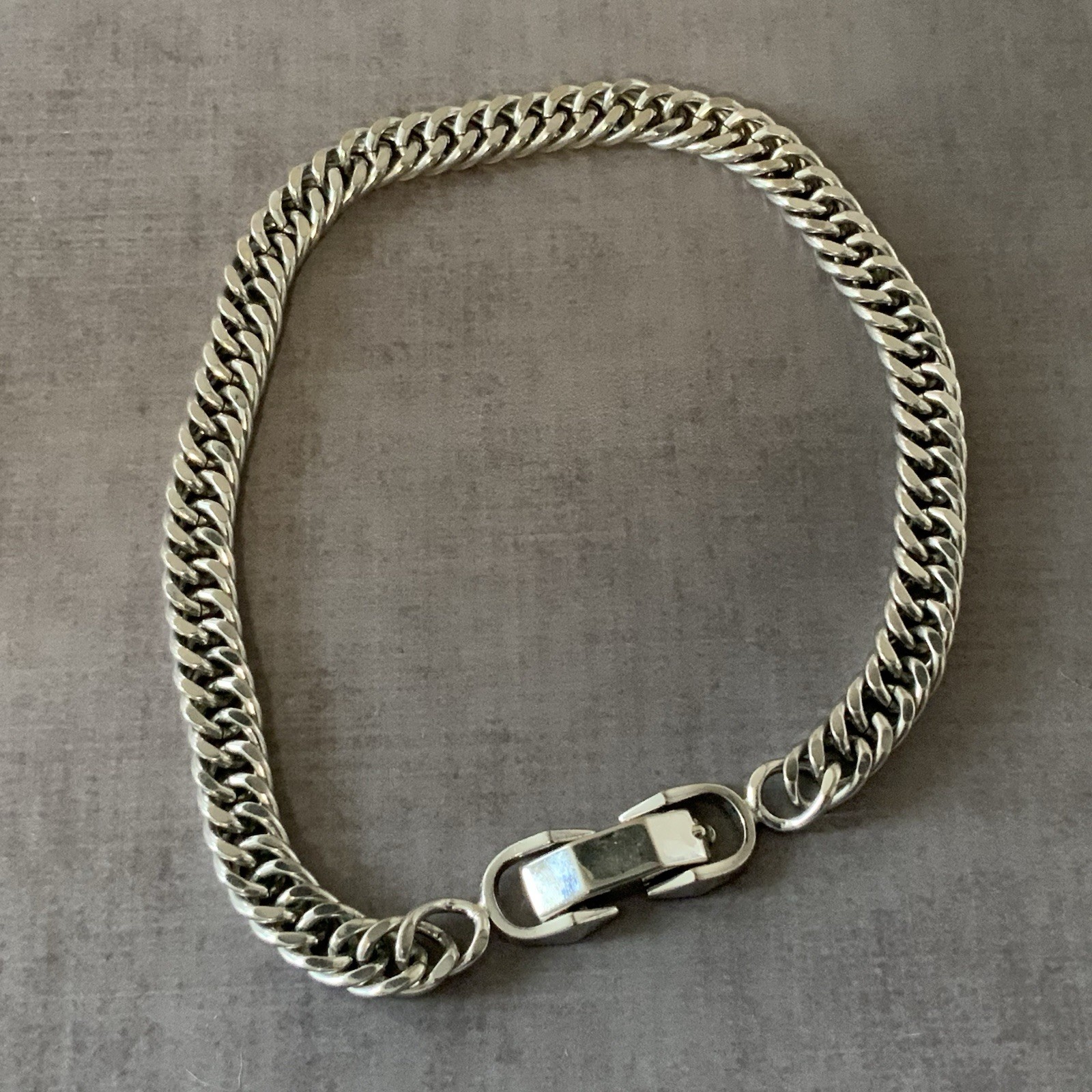 Sperry Silver Tone Chain Necklace Chunky Curb Chain Choker Grunge Industrial
