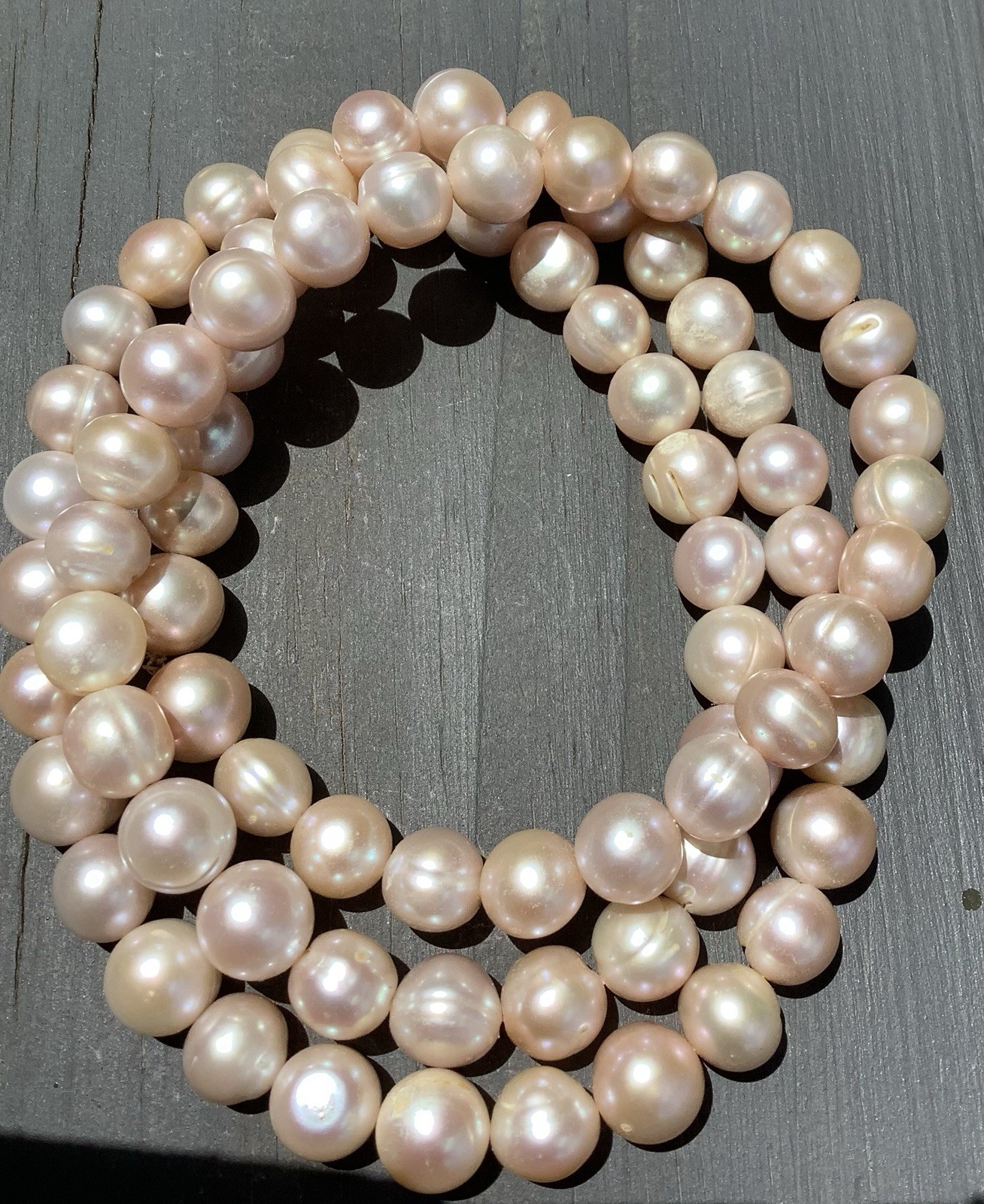 Vintage 10mm Semi-Baroque Lavender Pearl Necklace 30” US Seller