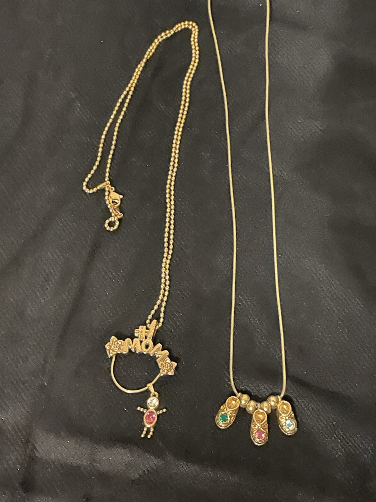 Lot Of 2 Gold Tone Necklaces With Charms See Pictures Details/Wear