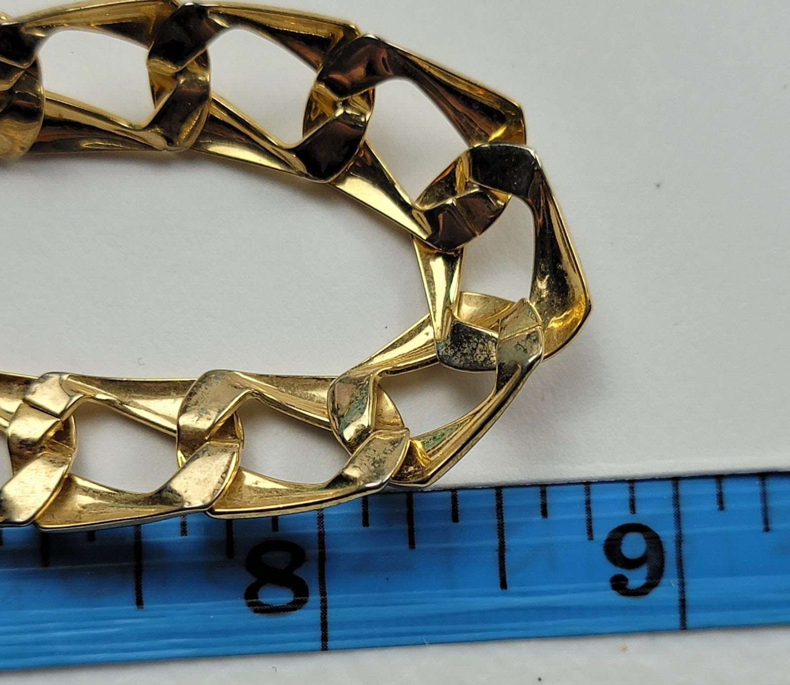 Gold Tone Square Link Chain Collar Necklace 17″ Fold Over Clasp