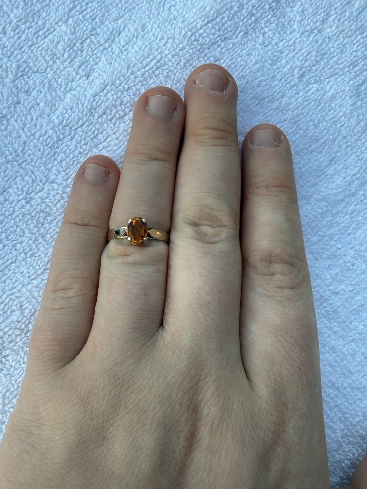 Vintage 14k Rose Gold Madeira 1ct Citrine Oval Solitaire Ring Size 6.25 2.2 Gram