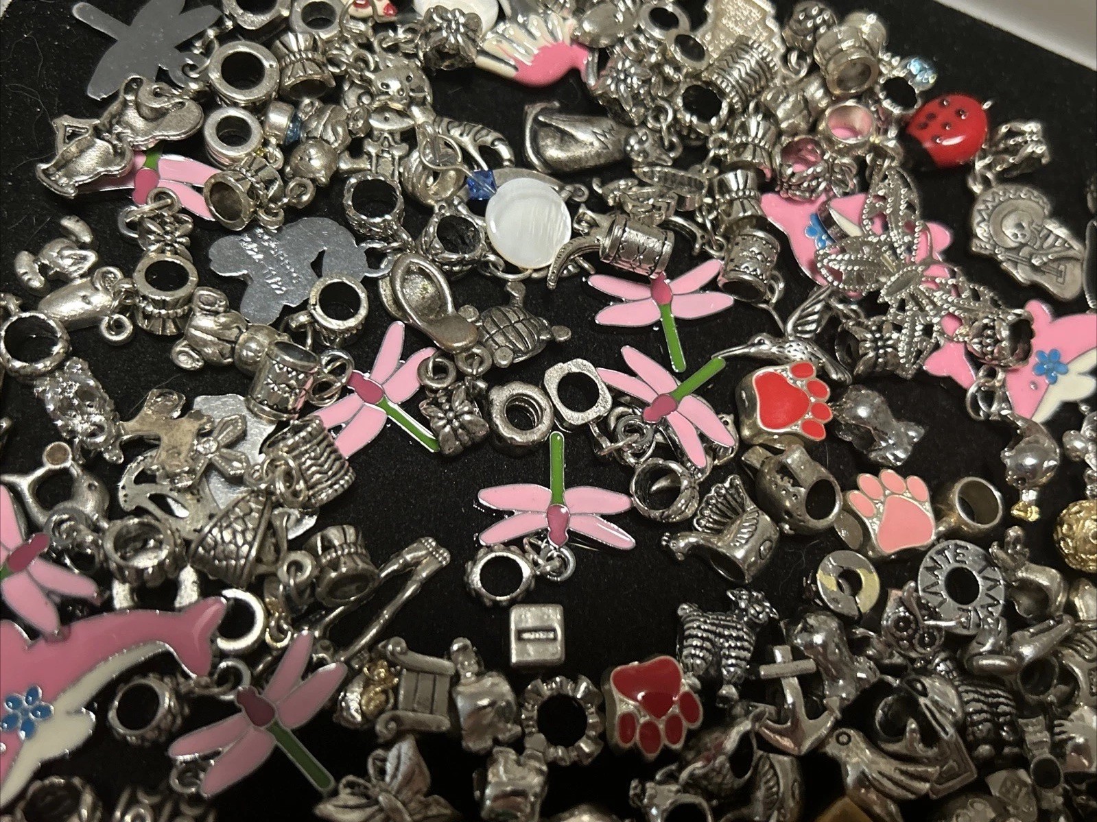 Vintage Lot 181 Charms Bead Spacer Clip Dangle Mix Rhinestone Enamel Collection