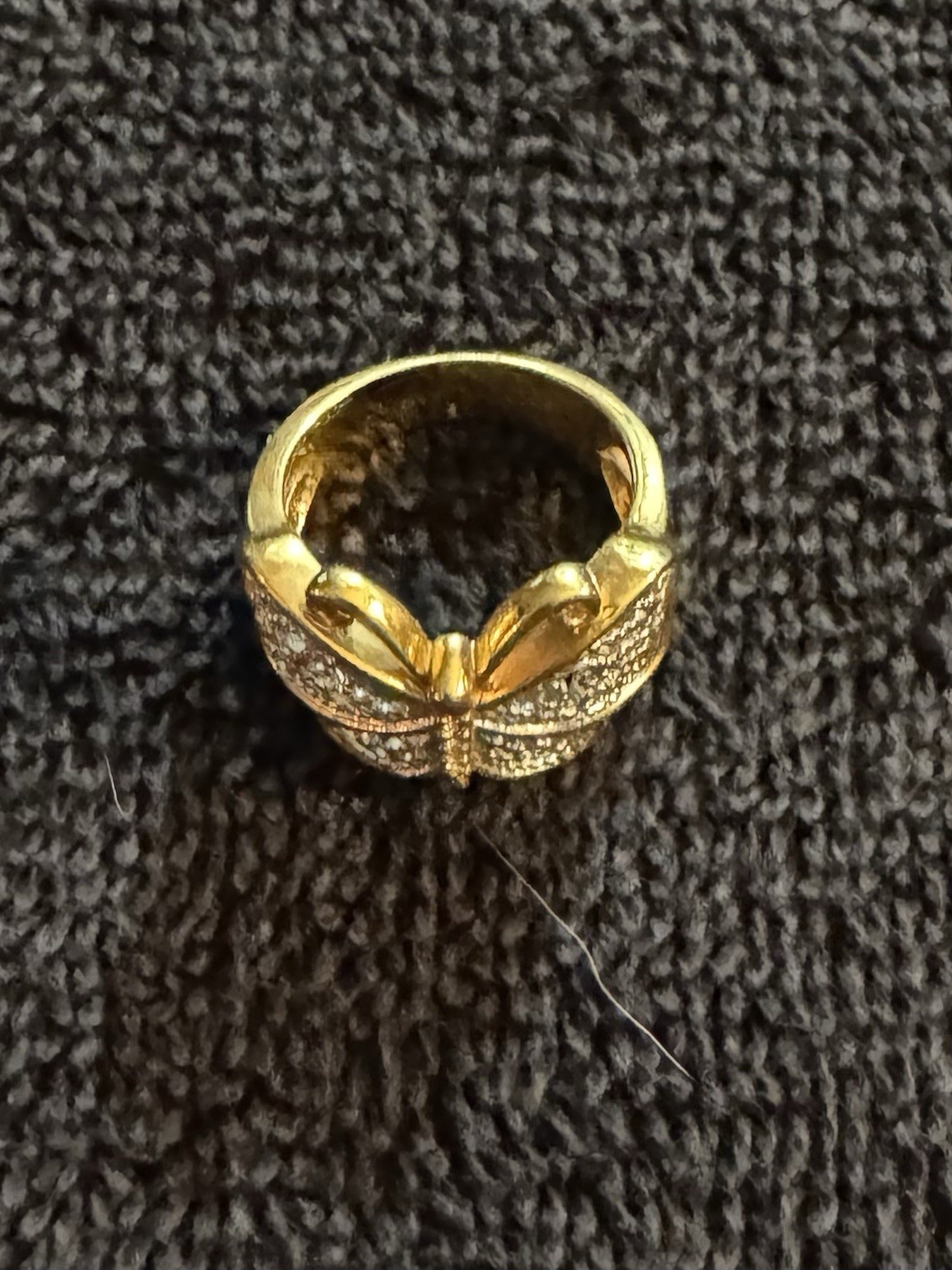 Lot of 5 Yellow Gold Tone Fashion Rings Flower Butterfly Statement Jewelry
