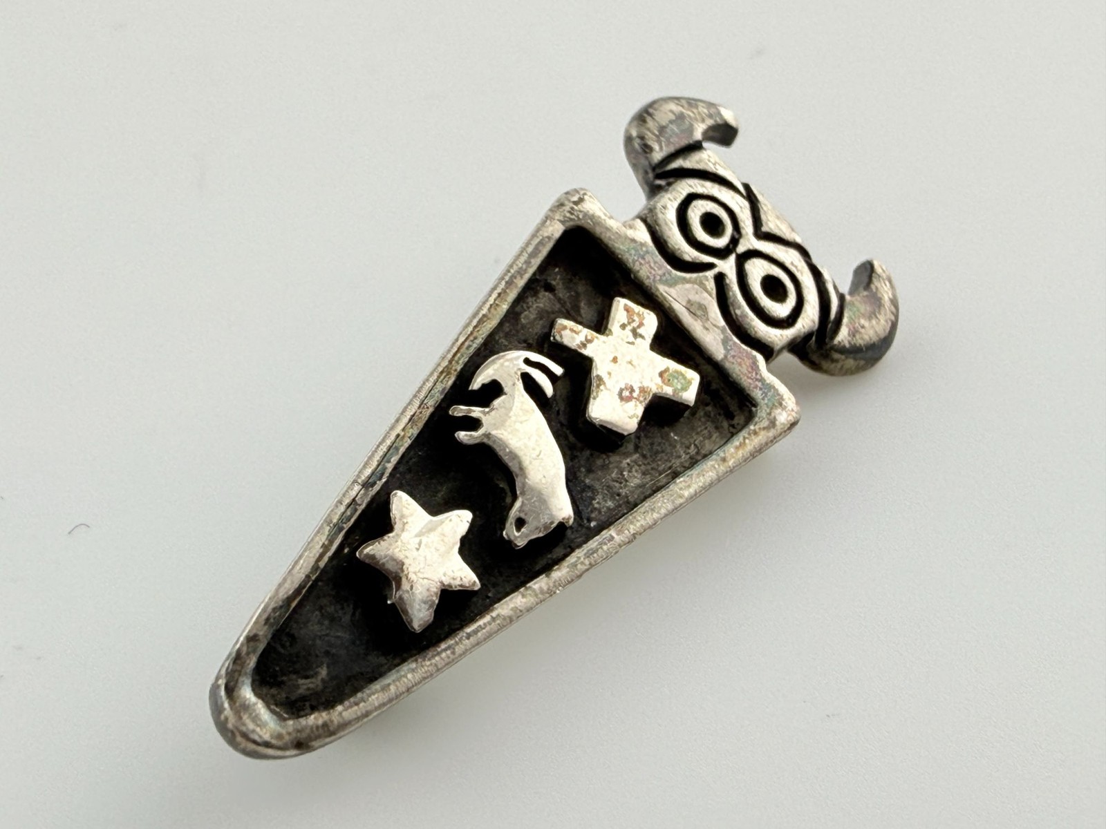 Vintage Signed Creature Kritters Sterling Silver Totem Design Pin Brooch 4.7g