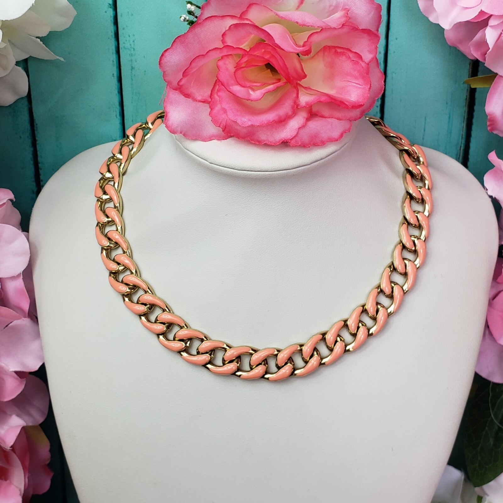 Trendy Large Enamel Cuban Link Chain Statement Necklace Chic Insta Collar