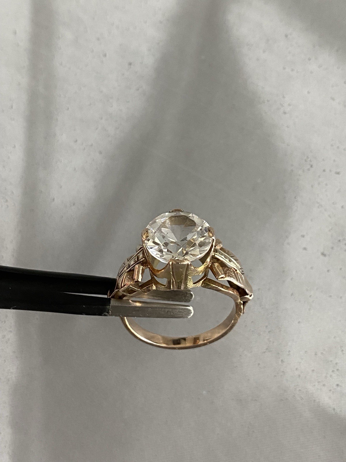 REDUCED 10K Gold TESTED NOT MARKED Ring Vtg Antique Prong Set Stone 3.9 Gr 6 1/2