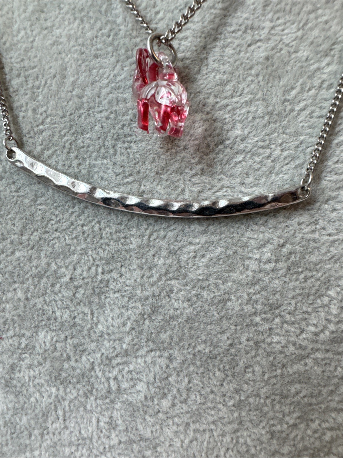 2 Necklaces LOT glass elephant textured metal Y2K 1990s Silver Jewelry costume