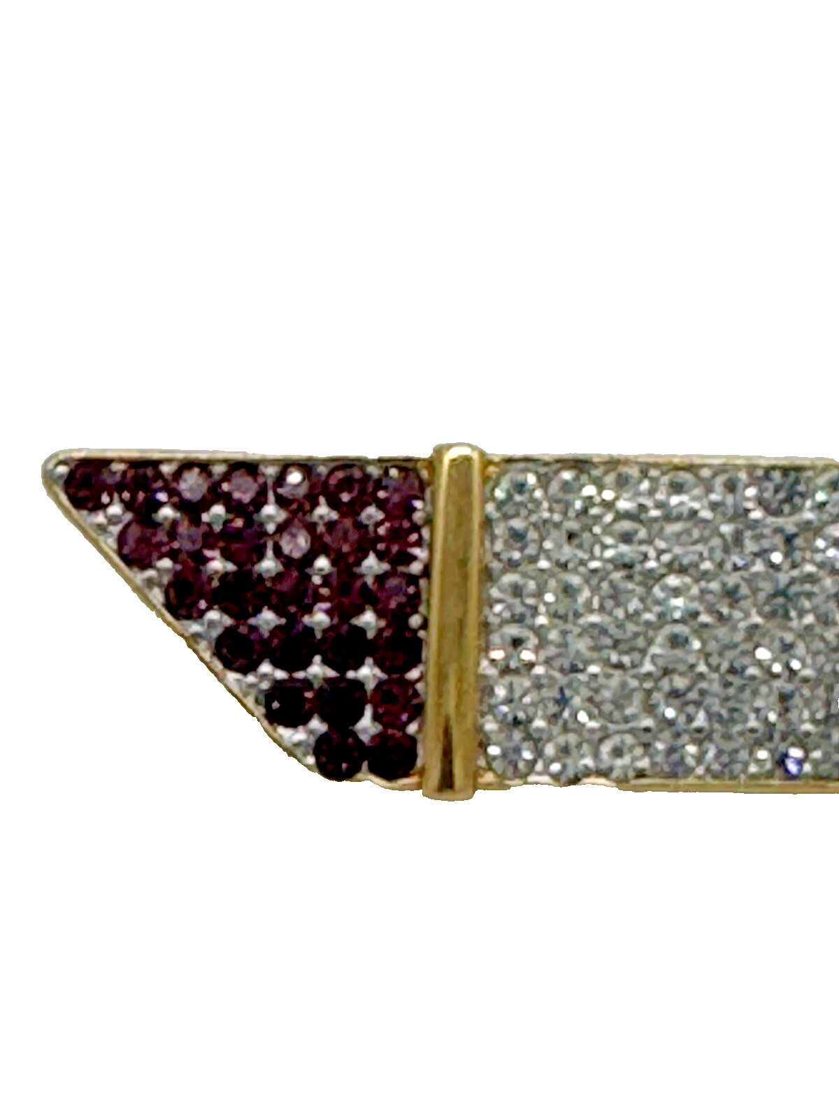 Monet Pin Brooch Red White and Blue Rhinestones Gold Tone Patriotic 3″ Wide