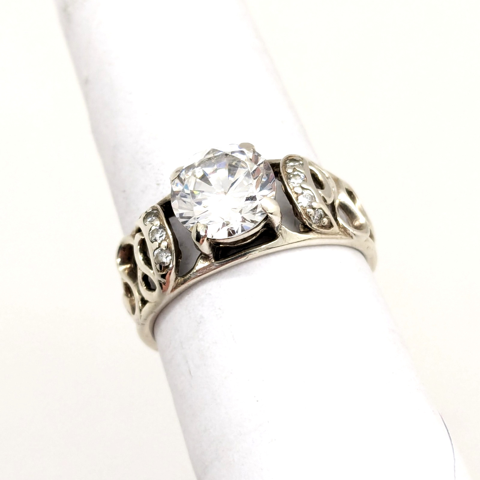 Vintage Elegant RING Silver 925 with Bright Stone -size: 8.75US (18.5mm)| UA #56