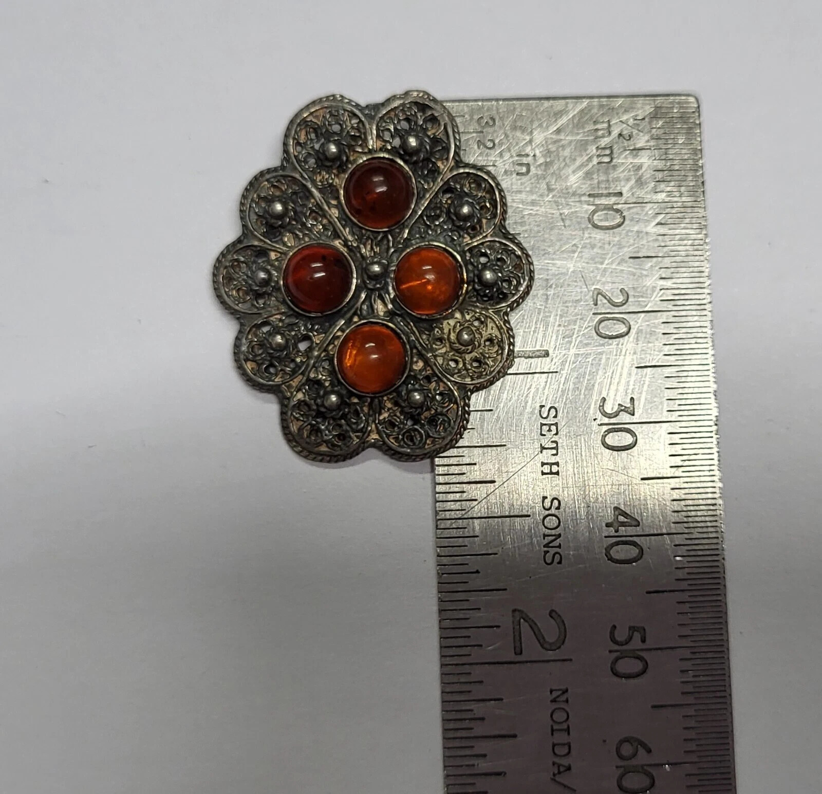Natural Amber Pendant Sterling Silver 1.50 Inch Pendant Women’s Any Occasion