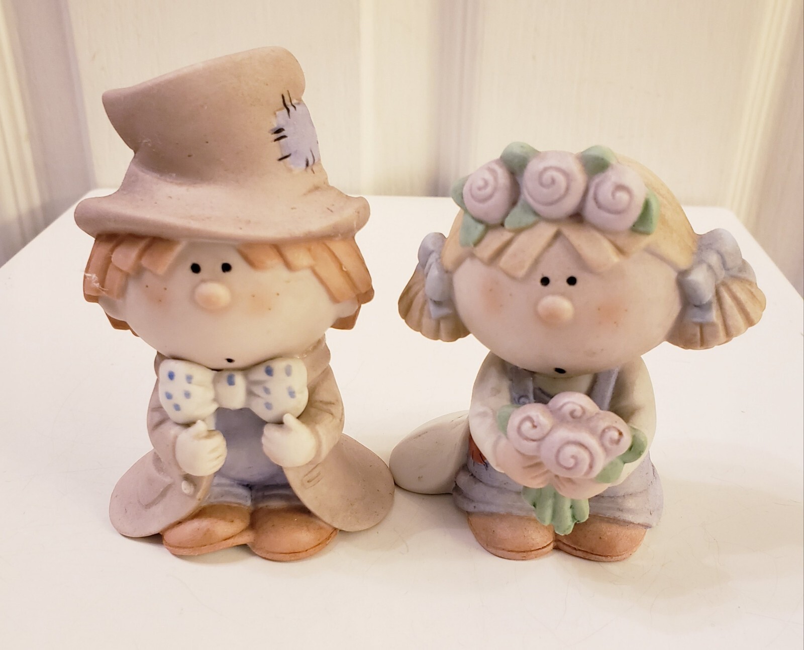 RARE Vintage Pair BUMPKINS “GROOM & BRIDE” Porcelain figures