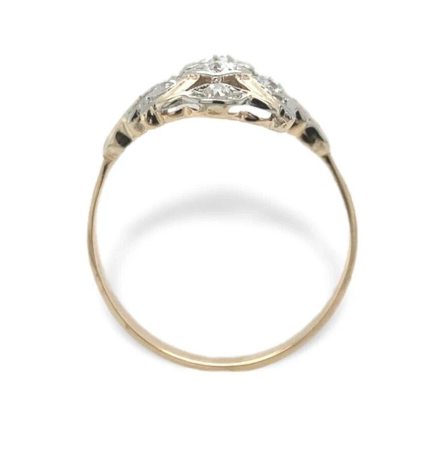 Vintage Art Deco Style Lab Created Diamond Engagement Wedding 14K Gold FN Ring
