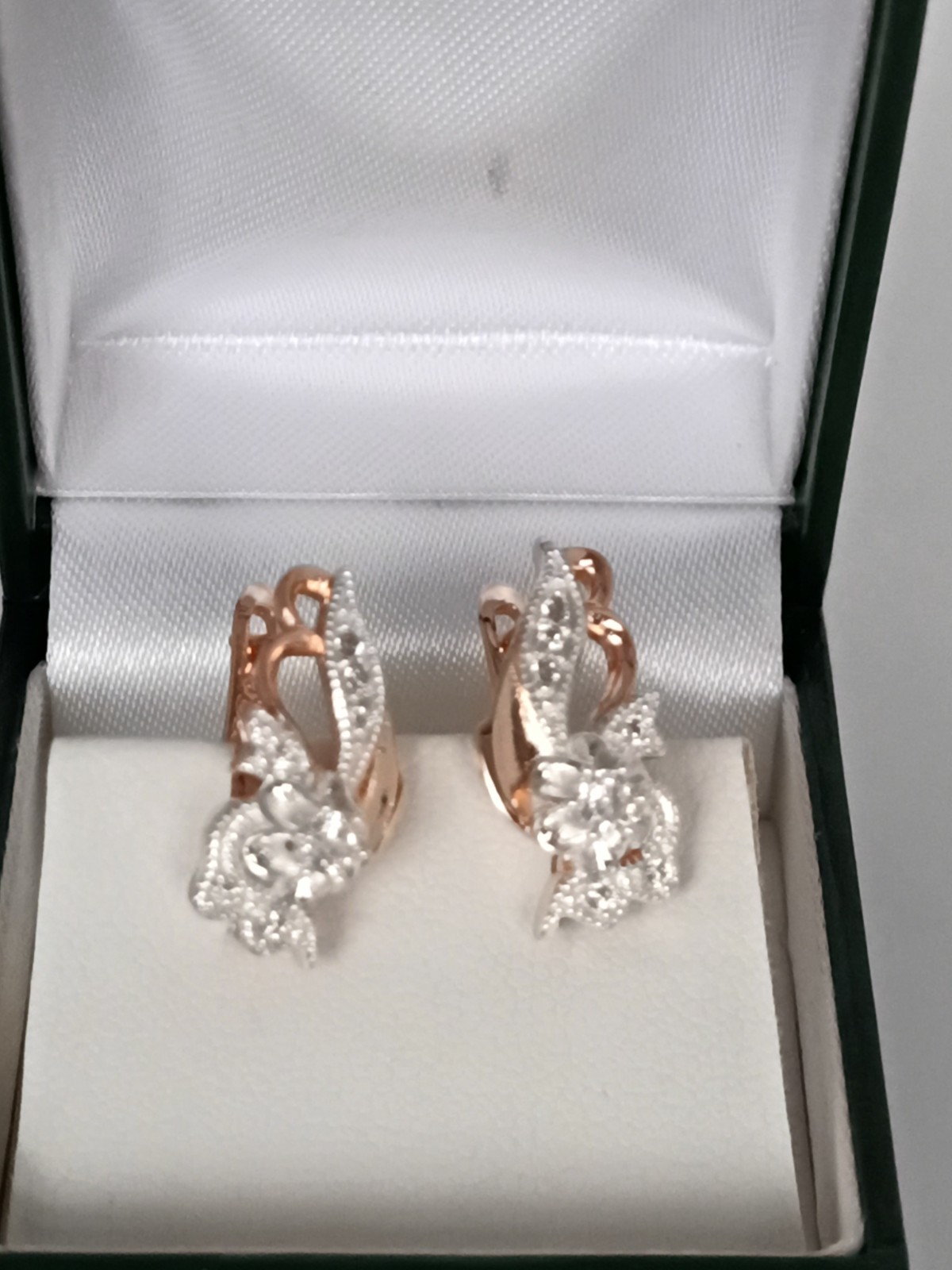 Vintage 1990-s 14 Ct Rolled Gold Zircons Earrings-Hallmarked 585 RG
