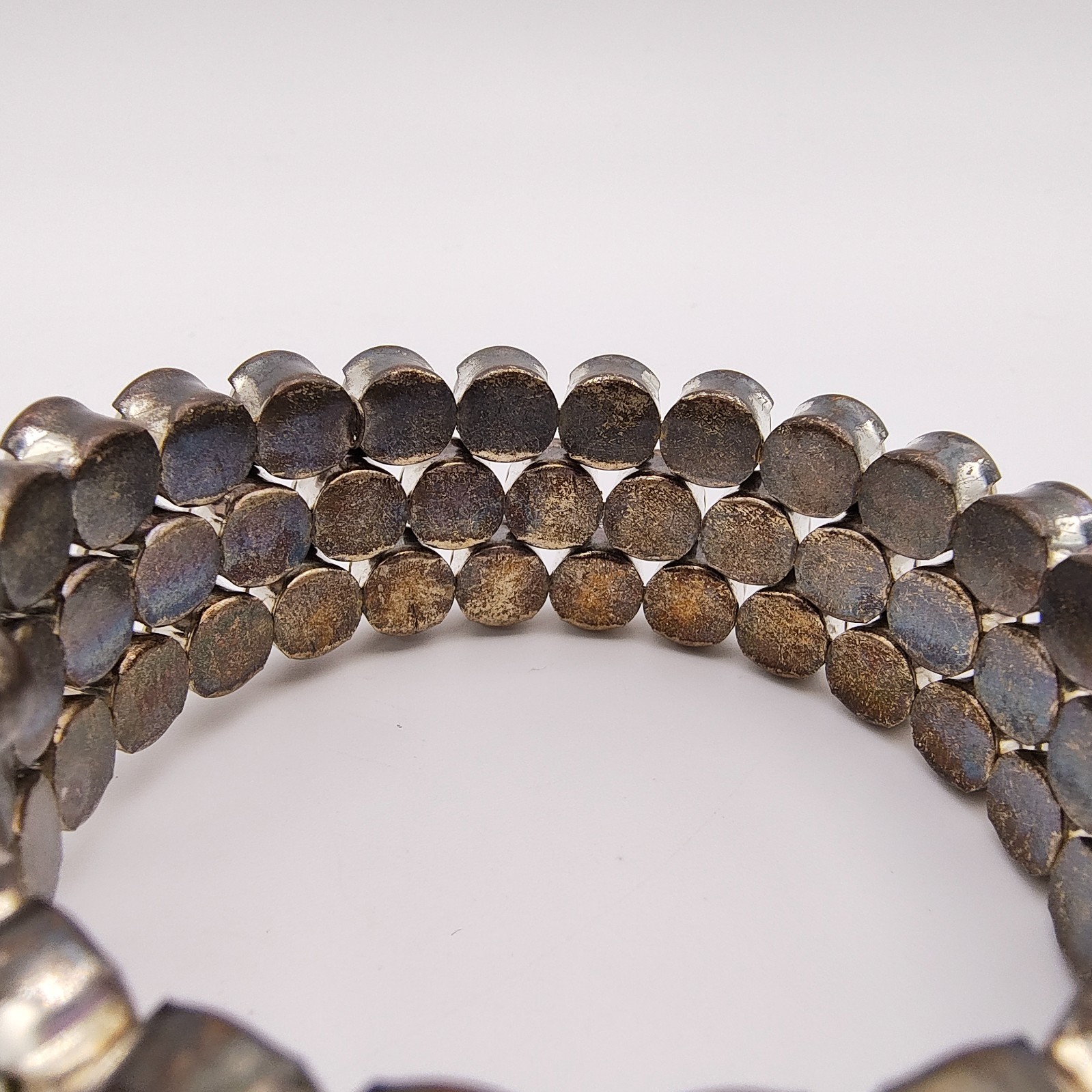 Vintage Art Deco Style Memory Wire Wrap Bracelet Glass Rhinestone Hollywood Glam