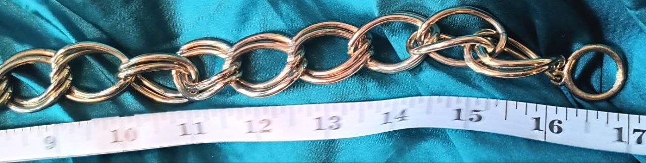 Vintage Gold Tone Chunky Cable Chain Statement Necklace Double Link Toggle Clasp