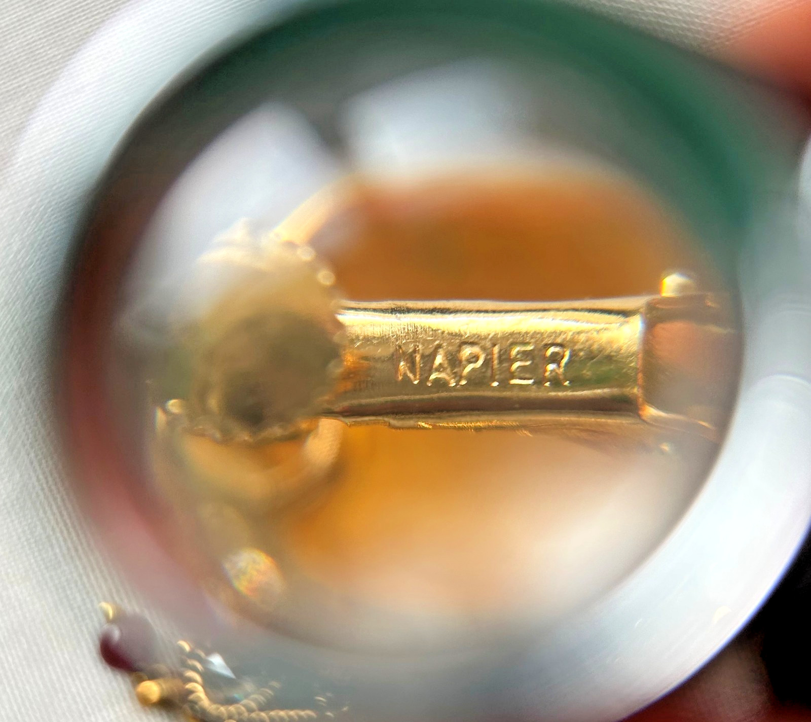 Vintage Napier Black Enamel Gold Tone Clip On Earrings Signed