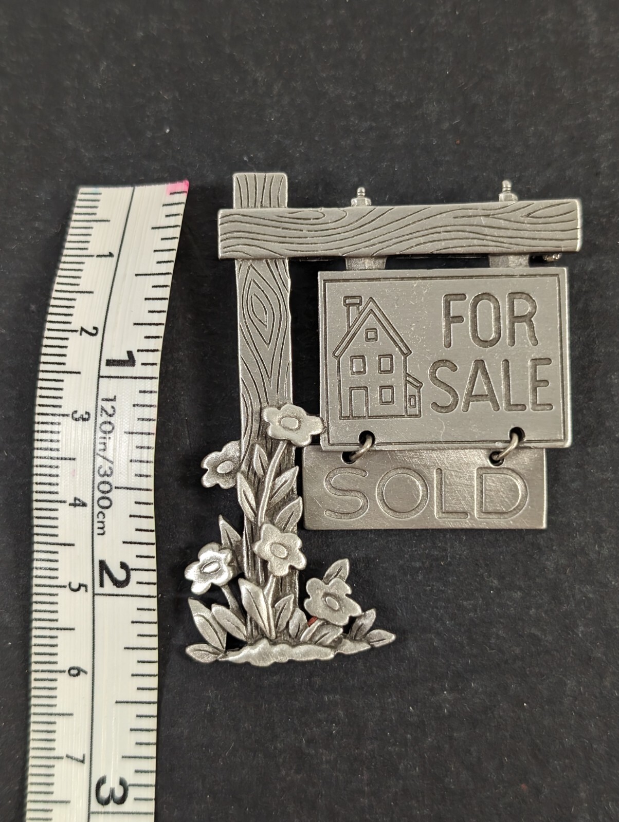 Vintage JJ Pewter Pin For Sale Sold House Home Buyer Realtor Housewarming Gift