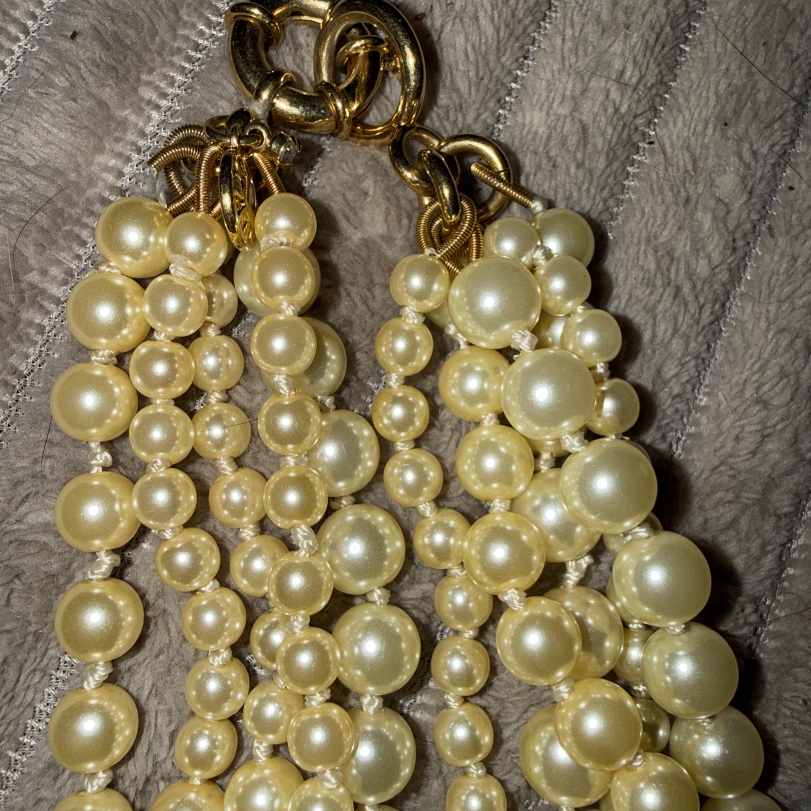 Vtg Nwot J Crew Multiple Strand Cream Pearl Statement Necklace 19″