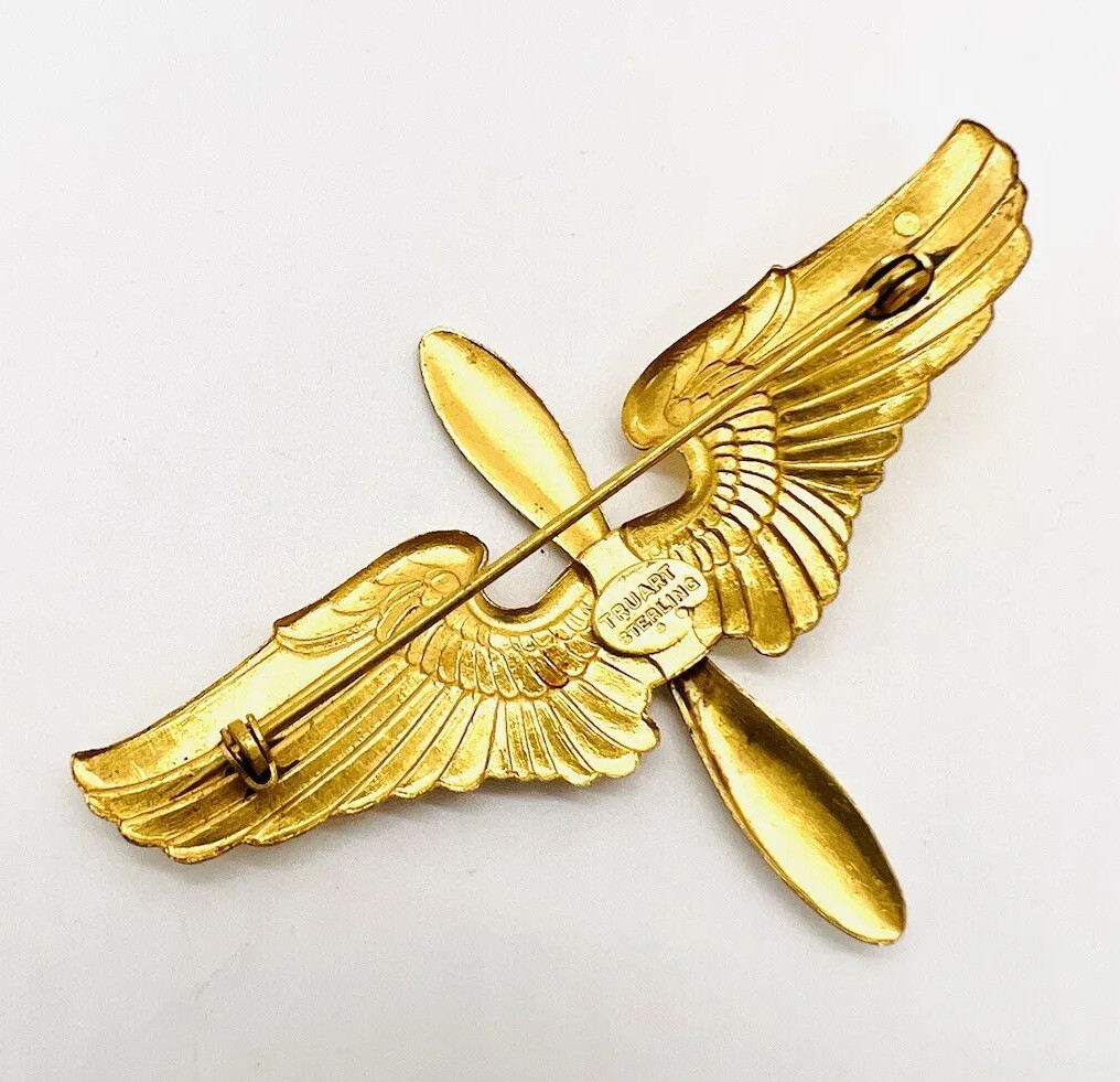 Large WW2 TRUART Large Sterling Silver Army Air Corps Sweetheart Brooch 3 Inches