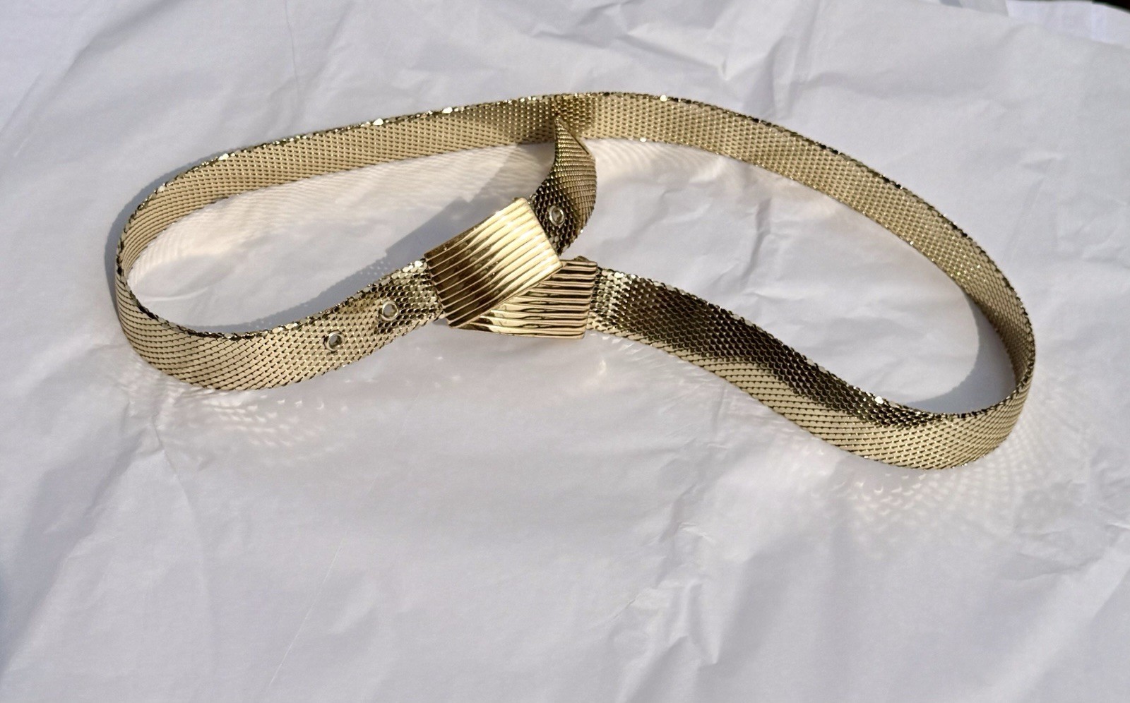 Vintage Whiting & Davis By Al Roberto’84 Gold Tone Liquid Metal Mesh Belt 33-37”