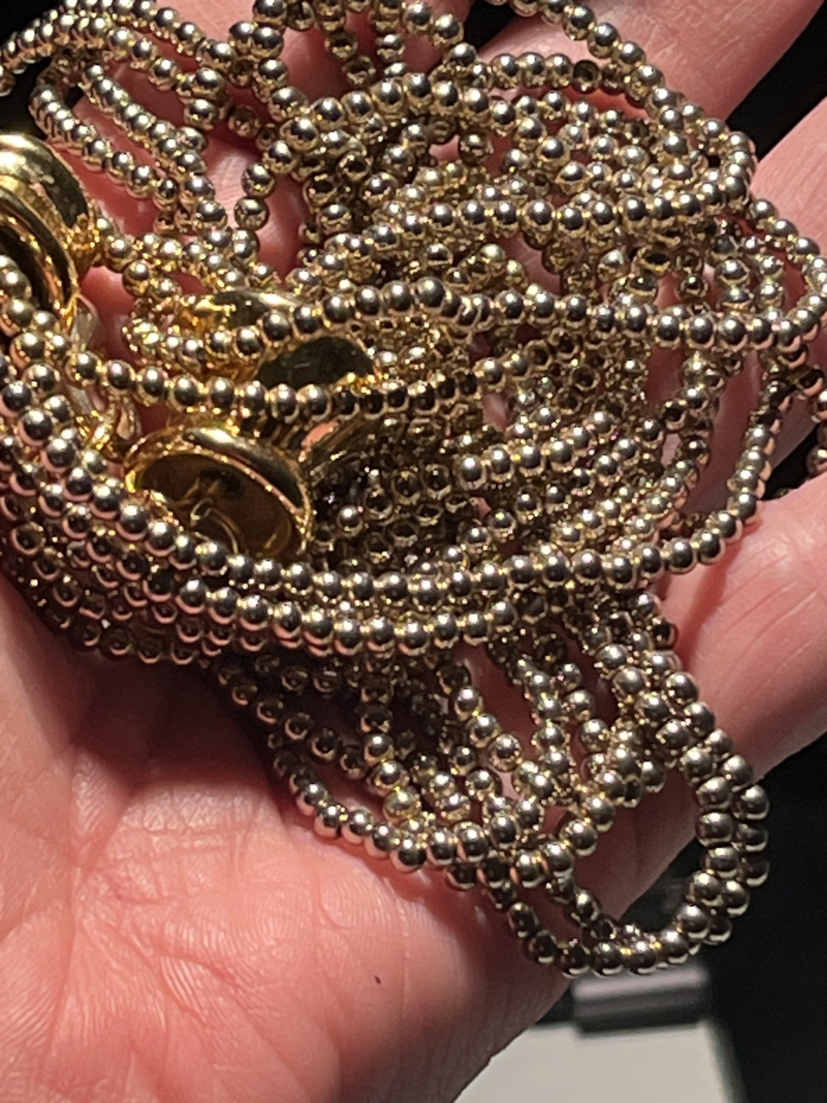 Vintage GIVENCHY signed 7-Strand Gold Tone Beaded 19″ Choker Necklace!