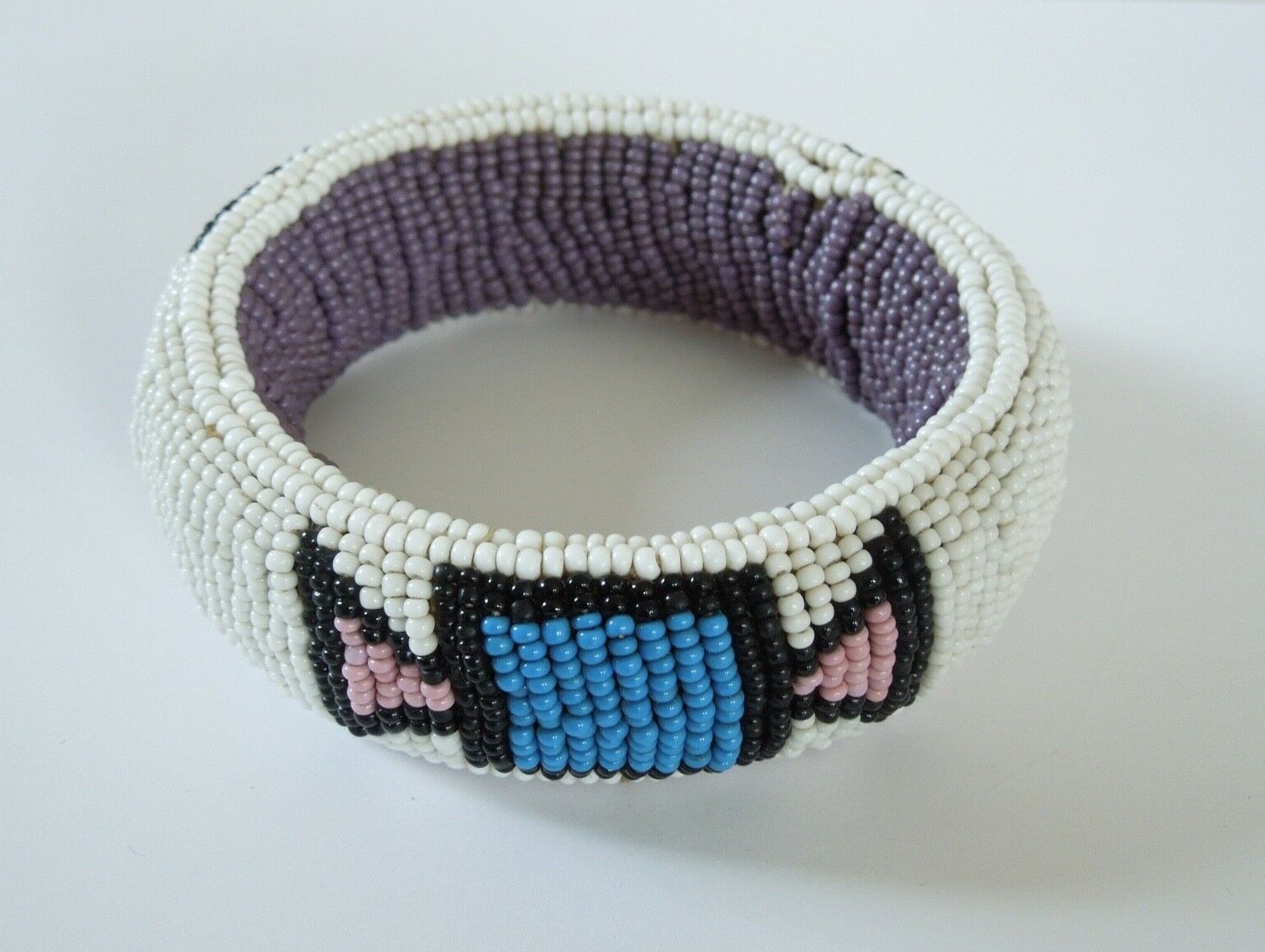 Large Massive Bangle With Rocailles 93.4 G/Ø 7.2 Cm/Width 2.9 Cm
