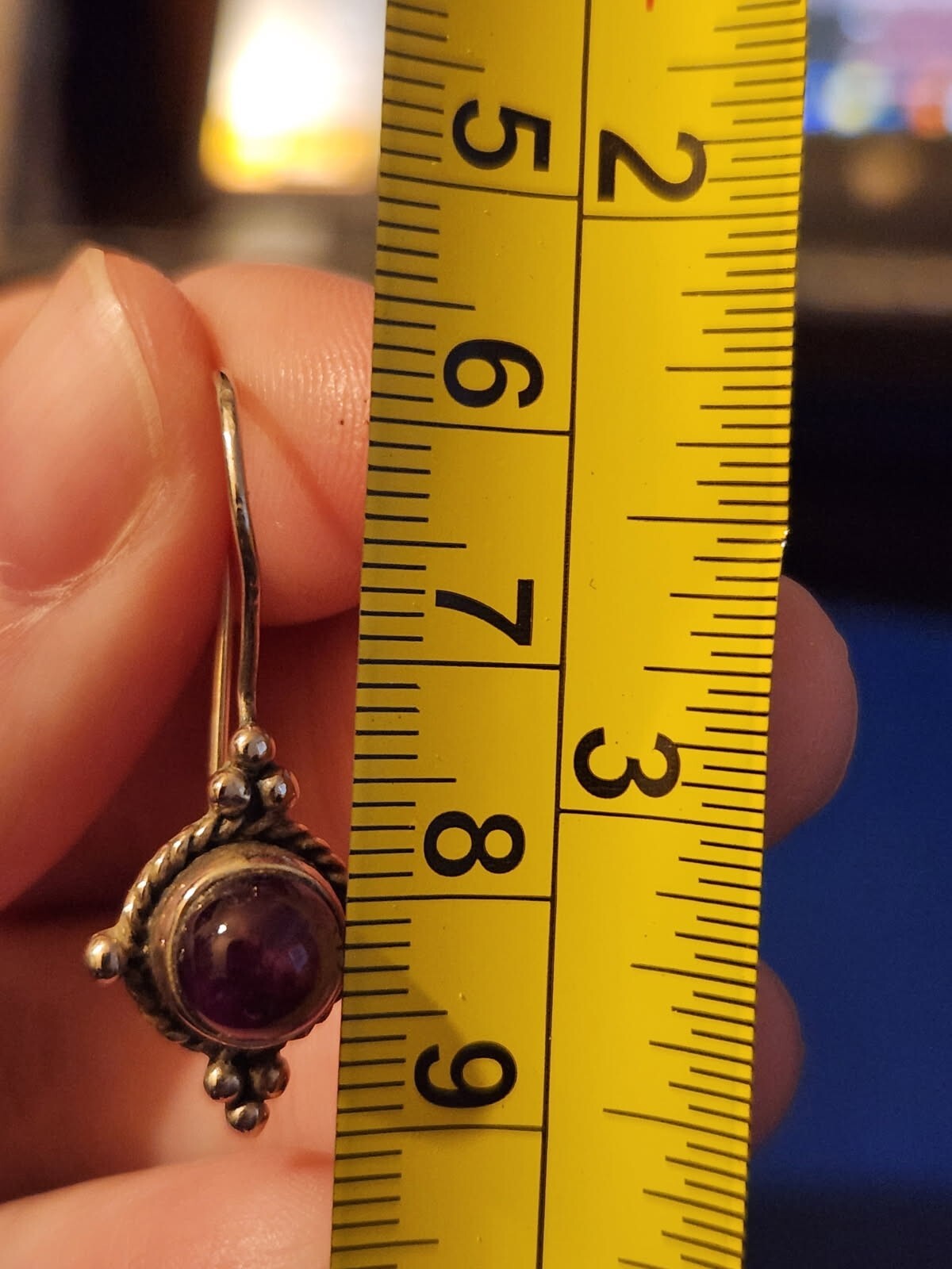 Sterling Silver Purple Stone Dangle Earrings
