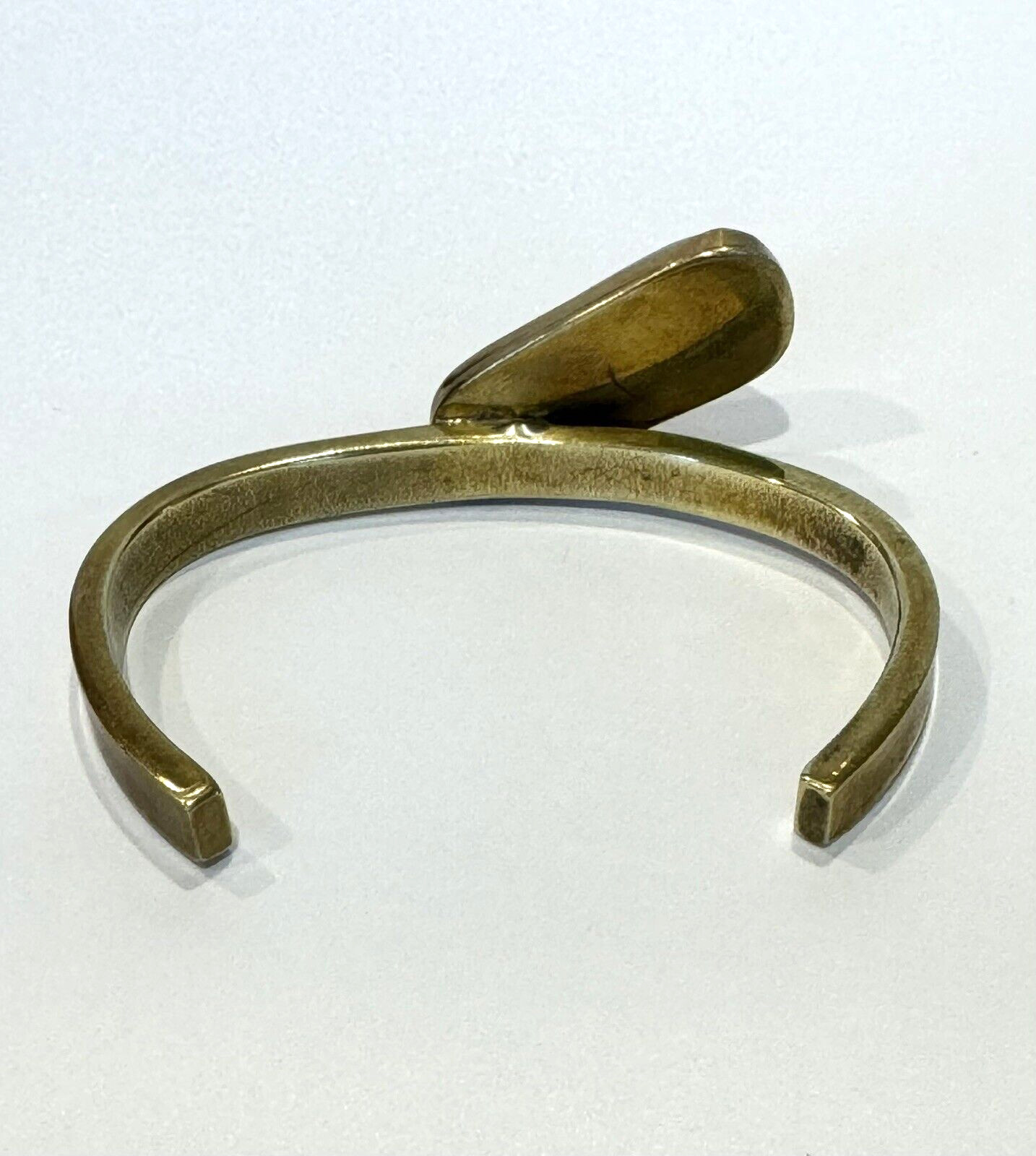 Vintage Malachite & Thick Copper Cuff Bracelet Retro Art Deco Revival Design 30g
