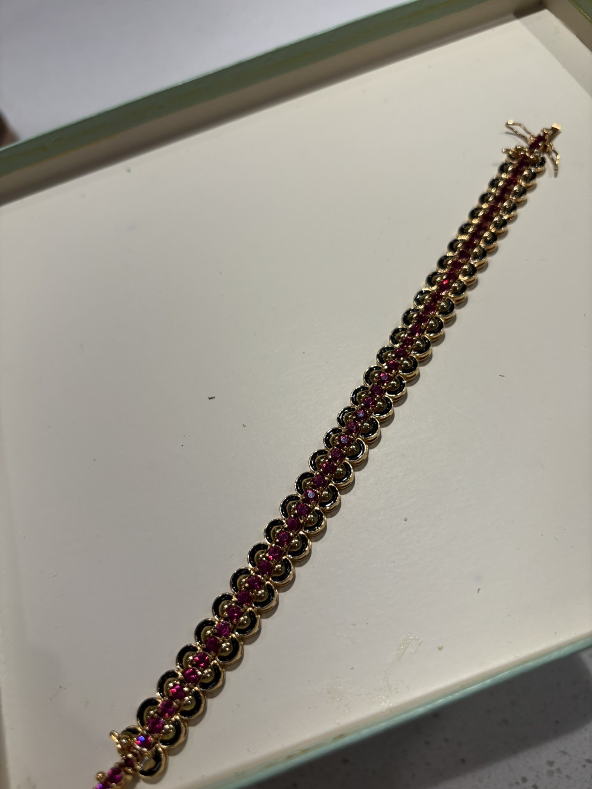 JOAN RIVERS Gold Tone Sim. Ruby Bracelet & Gold Tone Enamel Enhancer Bracelet