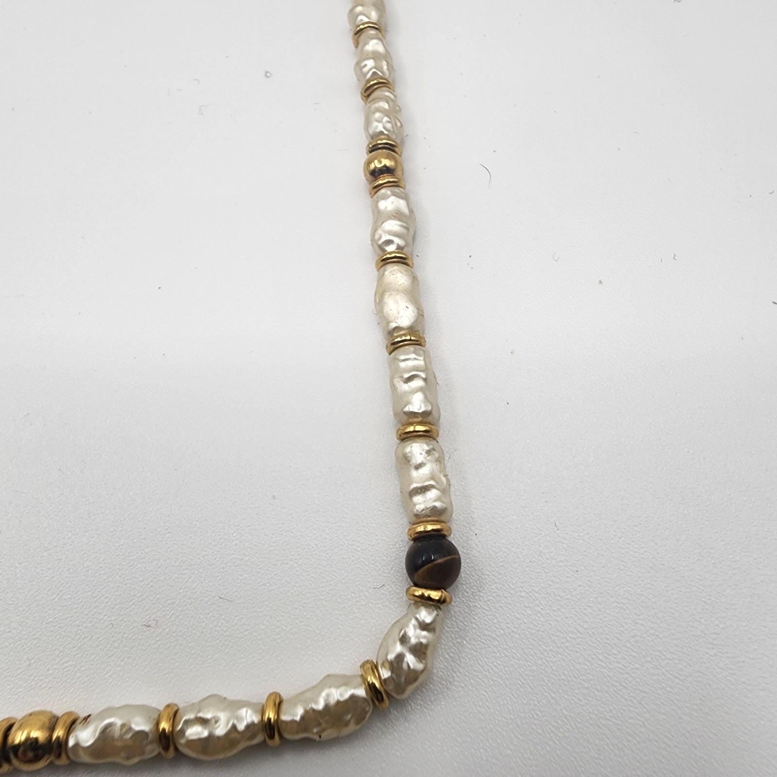 Vintage Signed Napier Women’s Necklace Gold Tone With Beads 30″