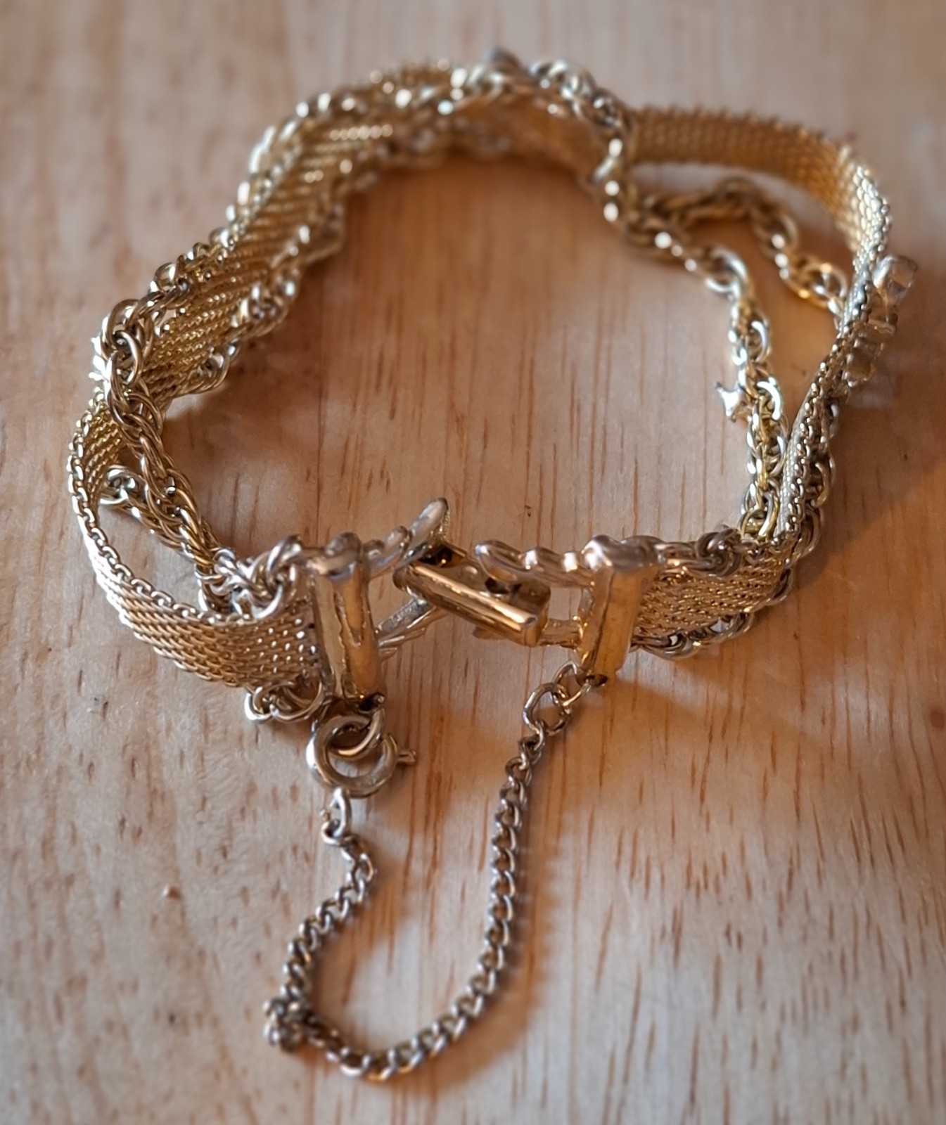Vintage MCM Jewelry Goldette Gold Tone Mesh & Chain Bracelet – slight damage