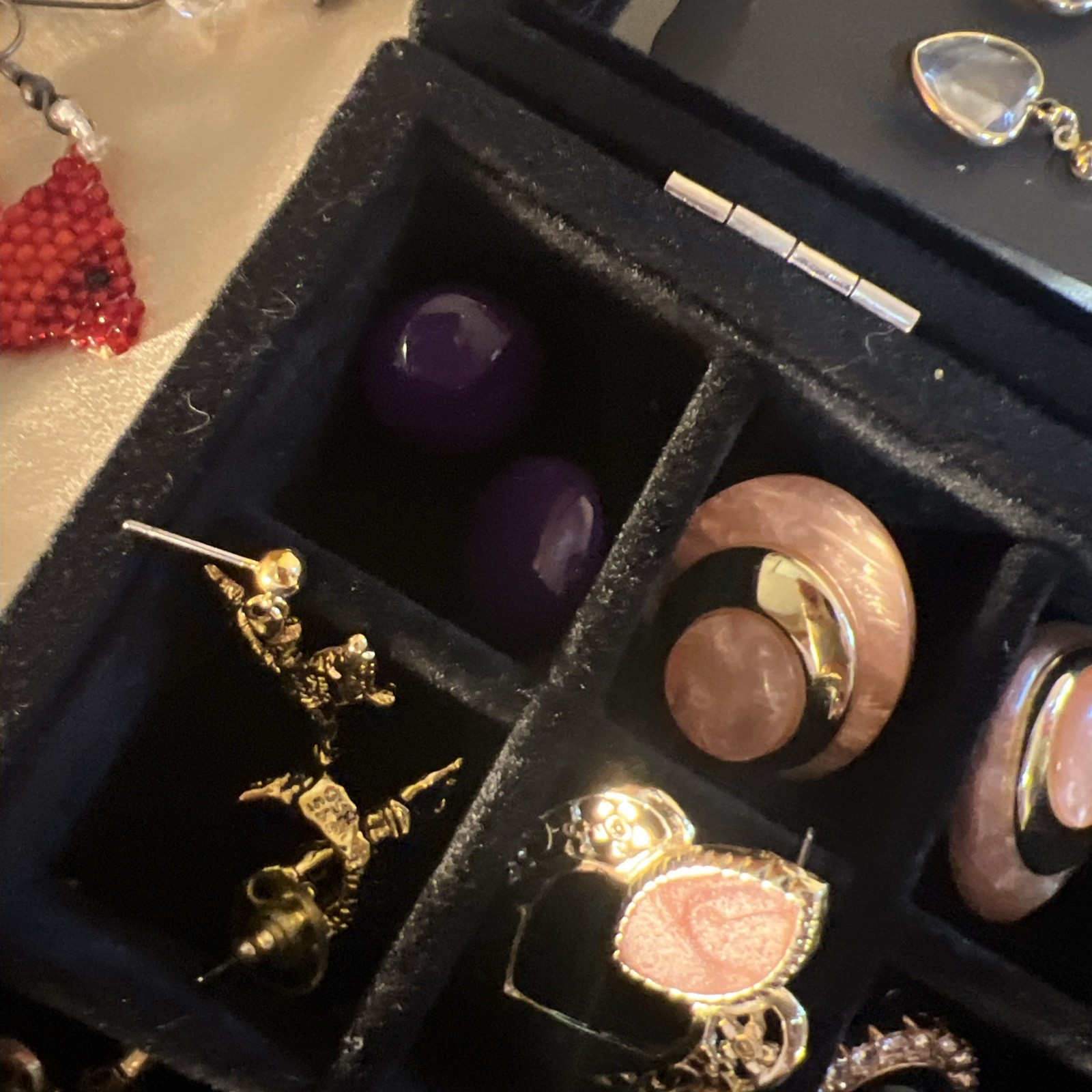 Vtg & Mod Pierced Earrings Lot W/ Signed Enamel Hoops Beaded Studs Pearl 38 Pair