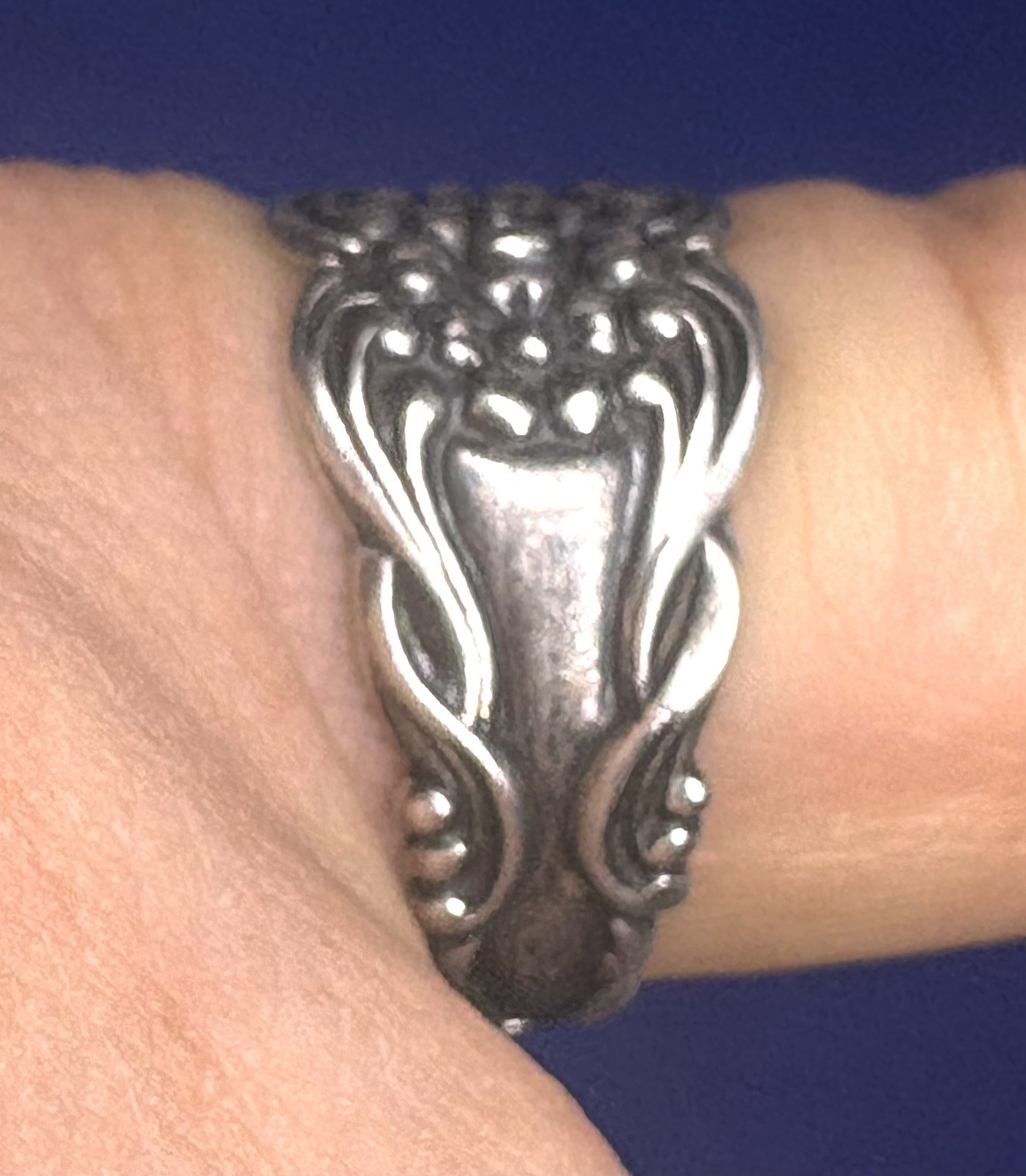 (26) 1920-1930s Antique Vintage 925 Sterling Silver Ring Adjustable – Floral